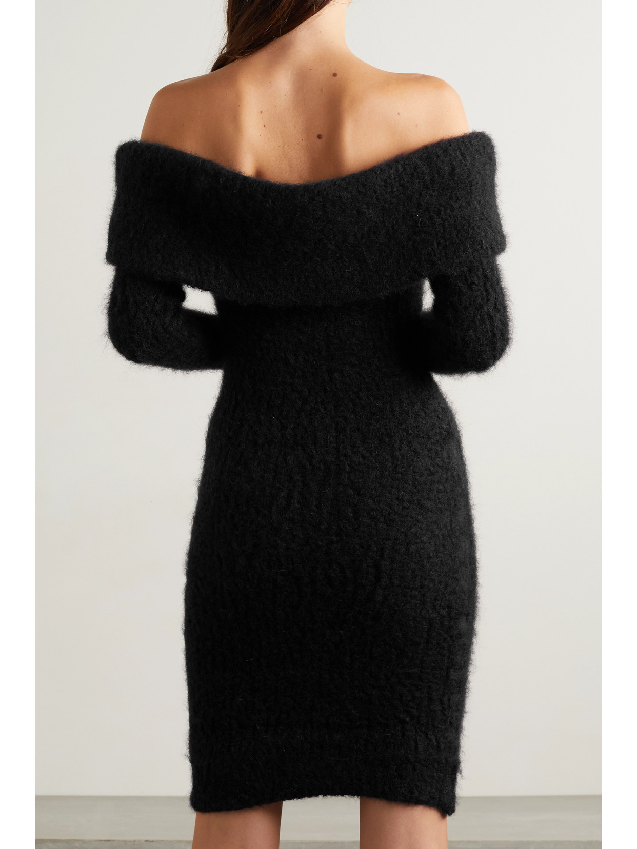 Isabel Marant Aria Off-the-shoulder Brushed Knitted Mini Dress In Black