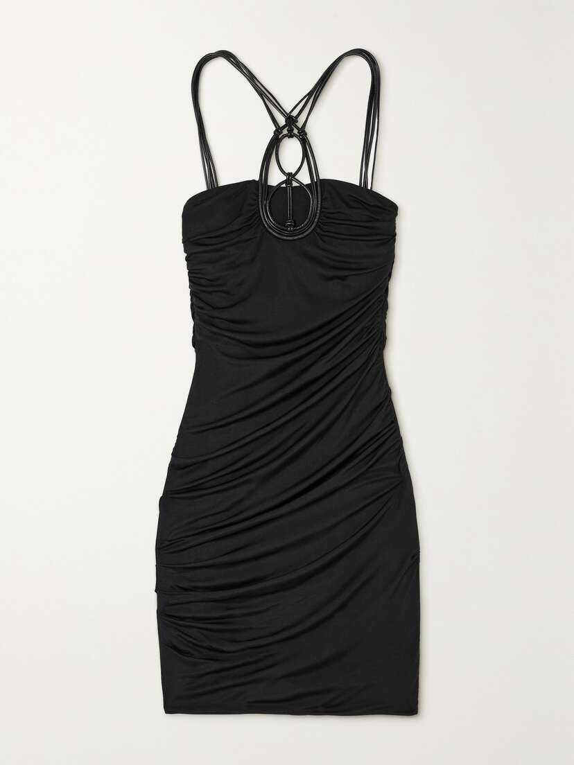 Isabel Marant Disako Ruched Faux Leather-trimmed Jersey Mini Dress - FR 44