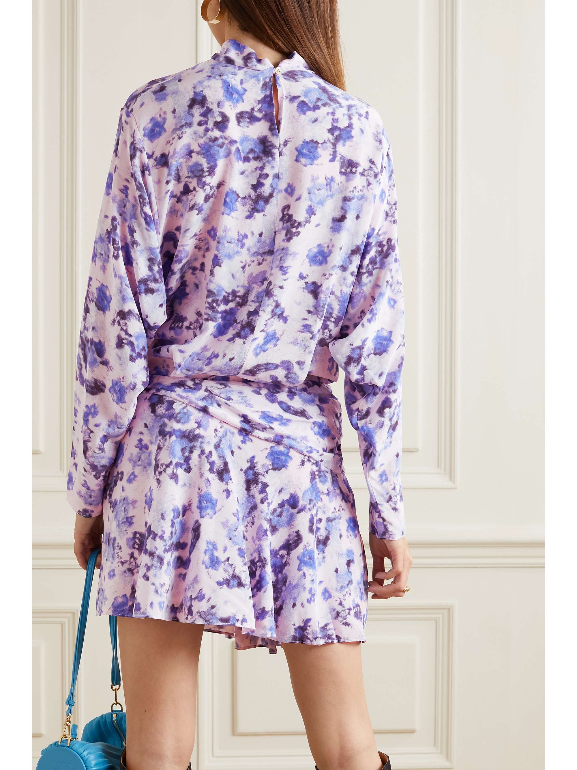 ISABEL MARANT Fergie asymmetric floral-print silk crepe de chine mini dress