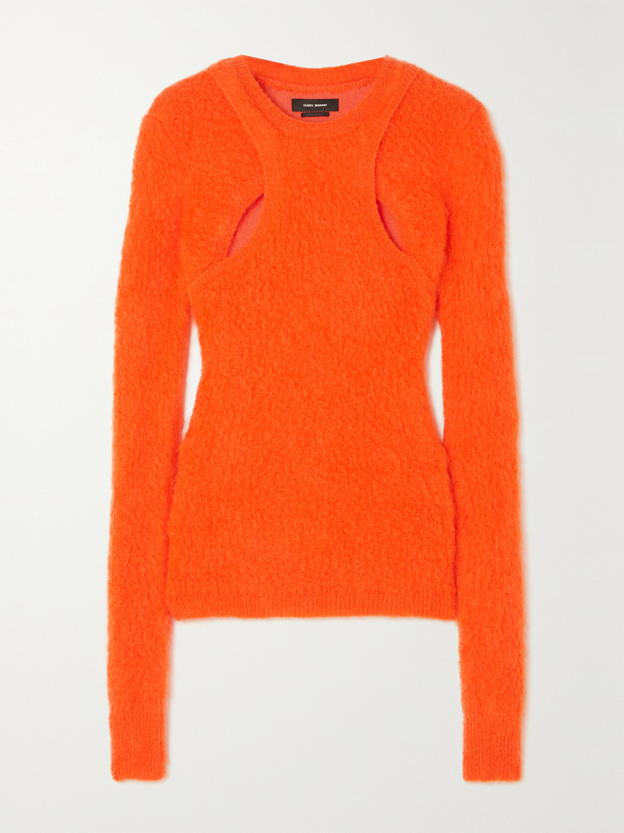 Isabel Marant Alford Cutout Layered Fuzzy Knit Sweater In Orange
