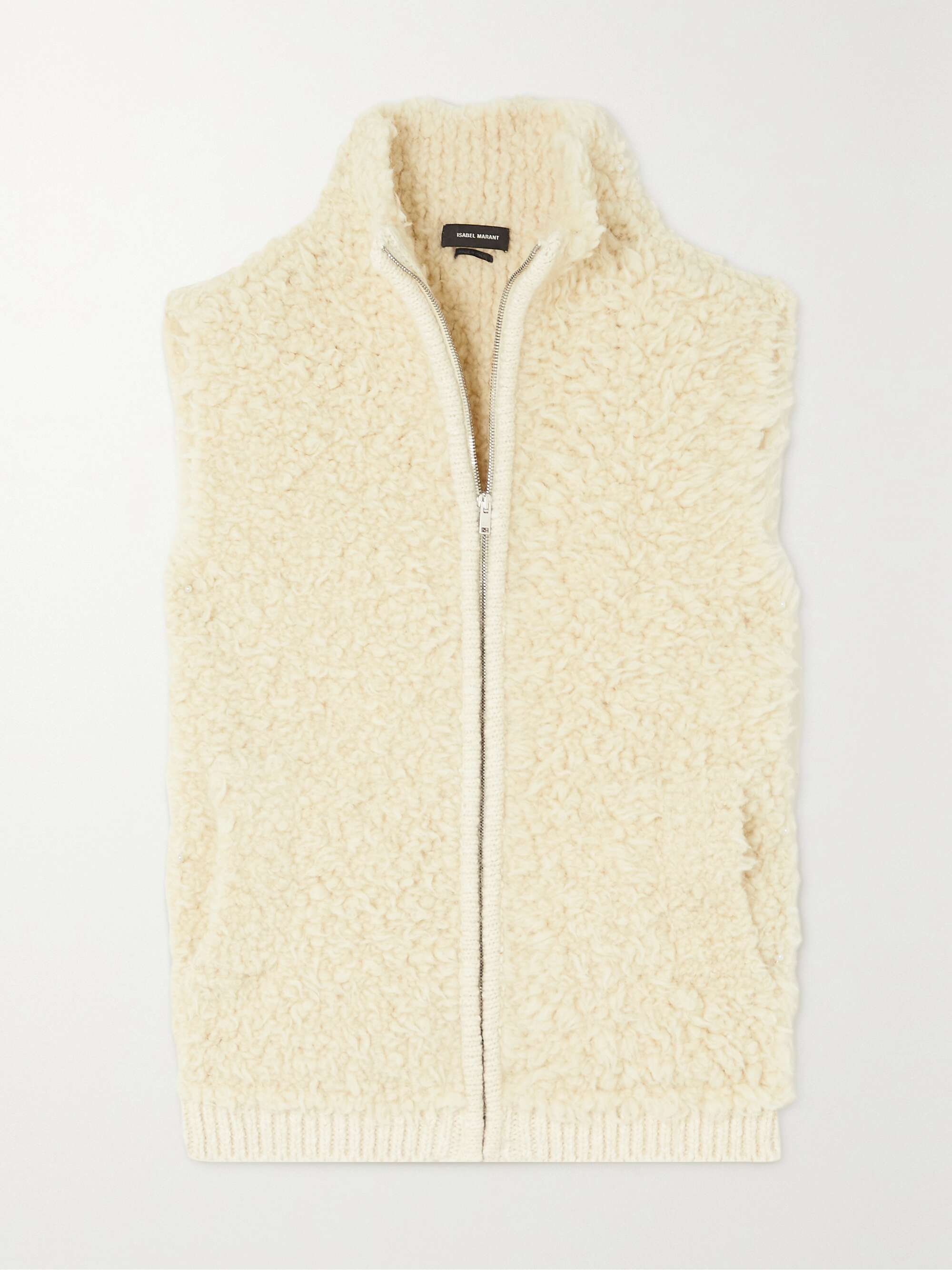 Gilet long Alexandre beige, Gilet mohair