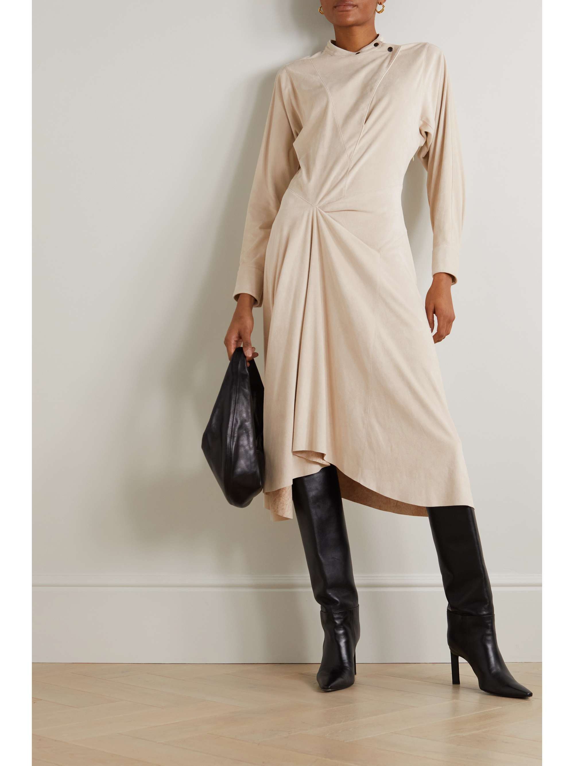 ISABEL MARANT Calibea asymmetric faux suede midi dress