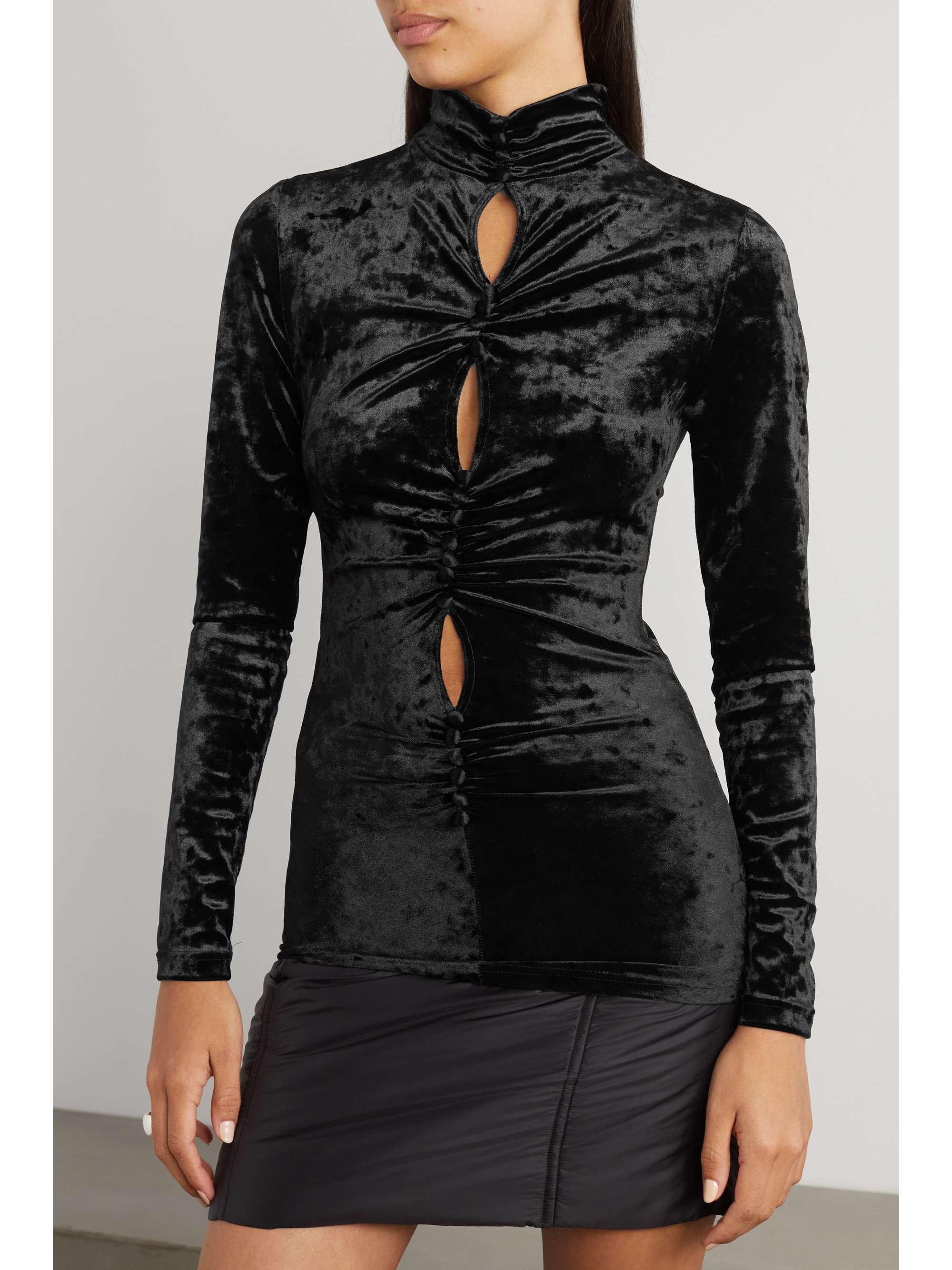 ISABEL MARANT Gillian cutout ruched stretch-crushed velvet top