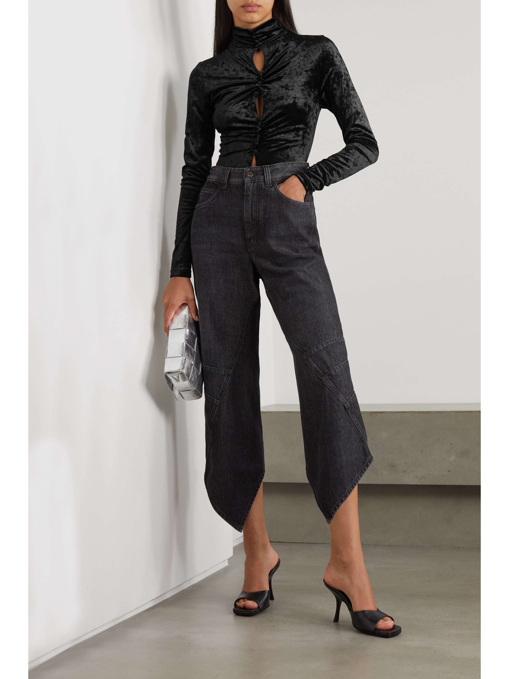 ISABEL MARANT Gillian cutout ruched stretch-crushed velvet top