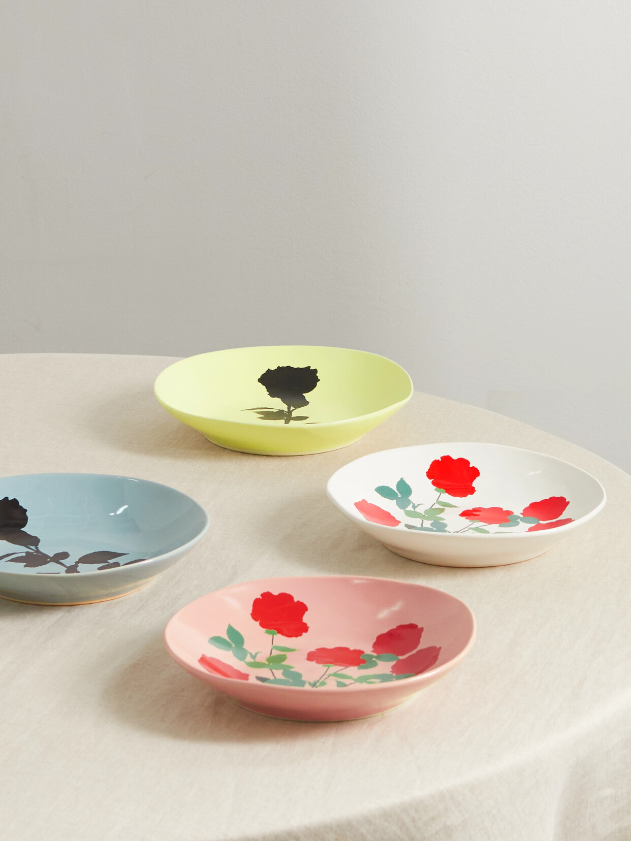 BERNADETTE - Set Of Four 22cm Ceramic Pasta Bowls - Yellow