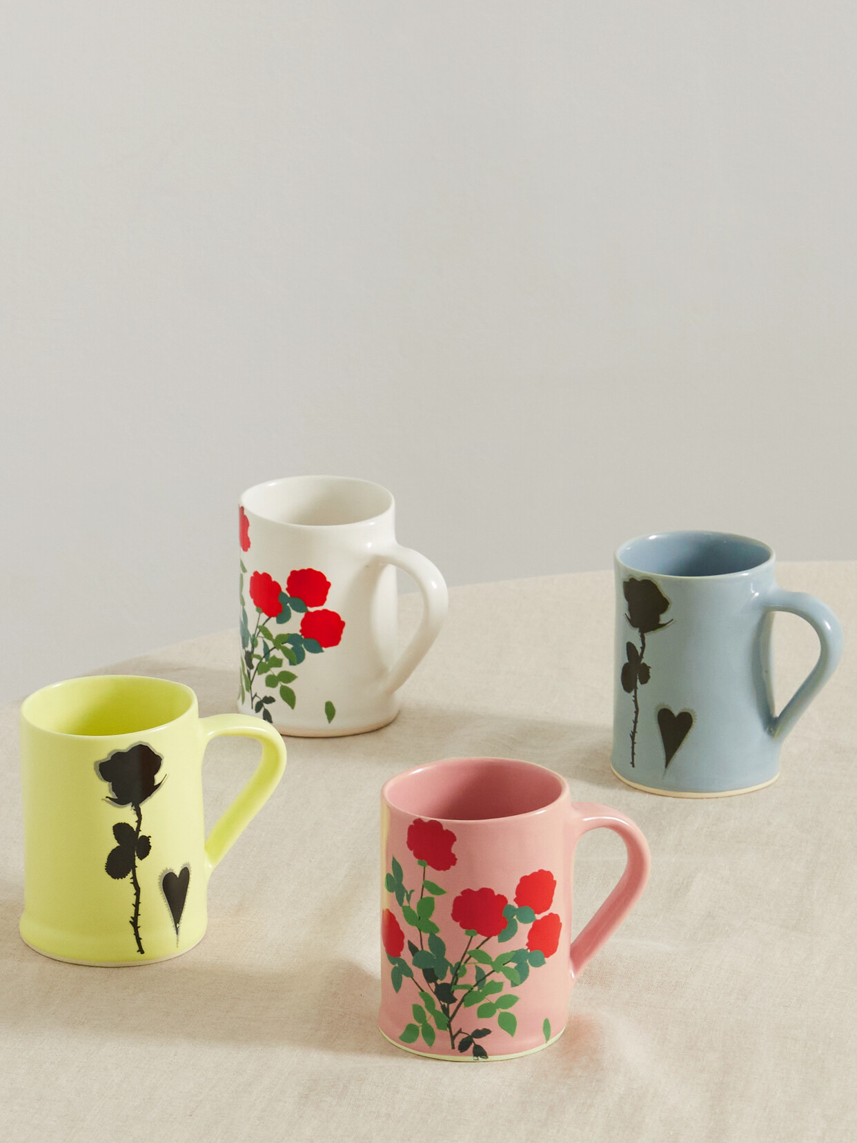 BERNADETTE - Set Of Four Ceramic Mugs - Yellow