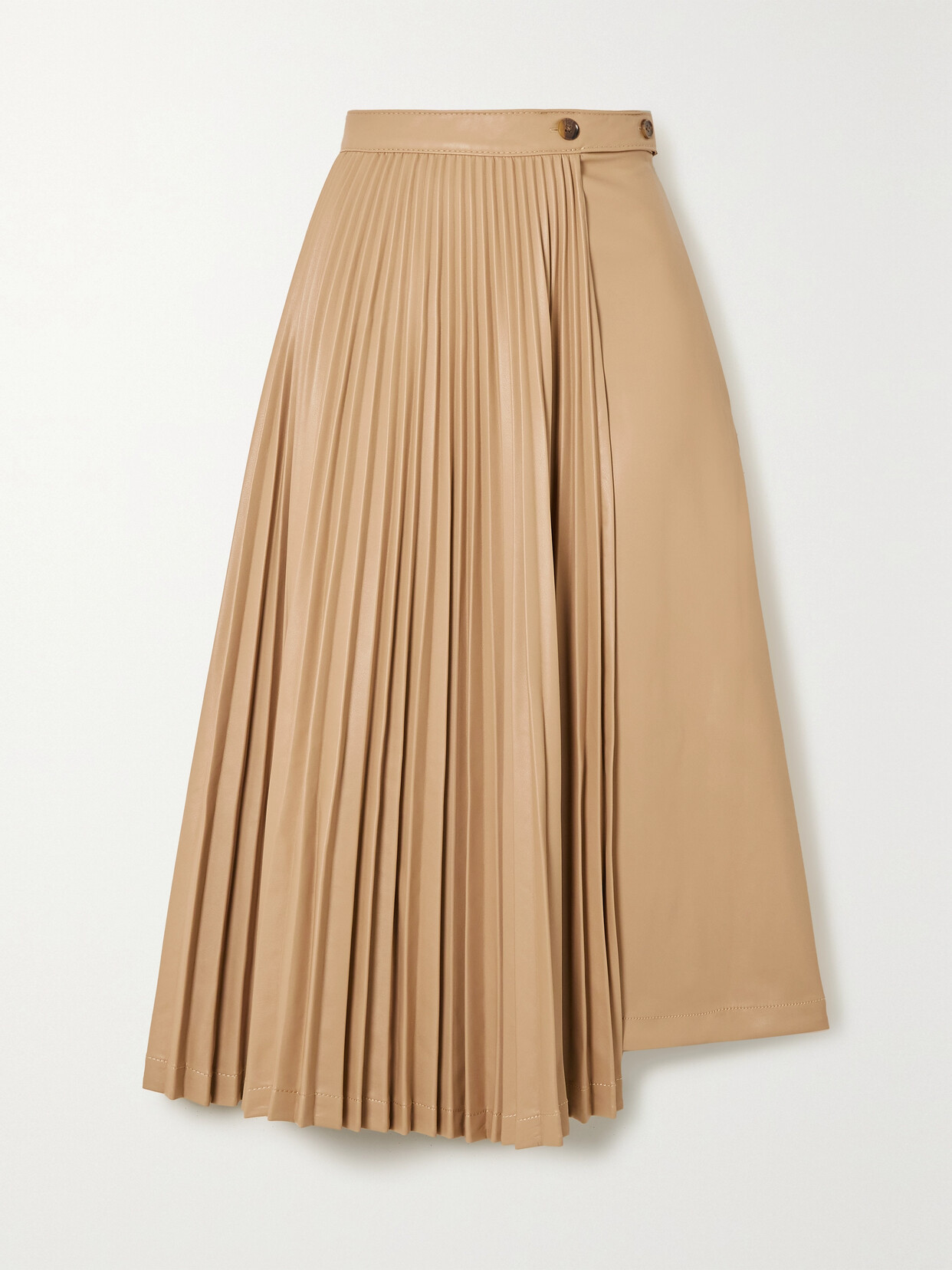 3.1 Phillip Lim - Asymmetric Pleated Faux Leather Midi Skirt - Beige 22 Awaiting product image