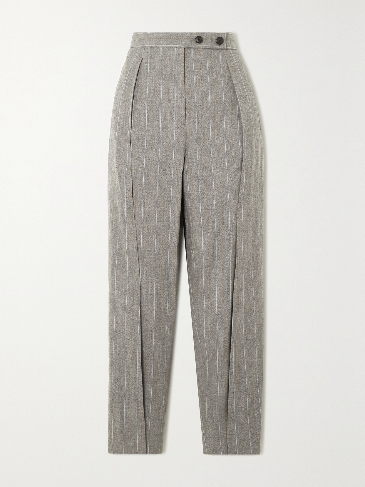 3.1 PHILLIP LIM / フィリップ リム CROPPED PLEATED PINSTRIPED WOOL AND COTTON-BLEND TAPERED PANTS