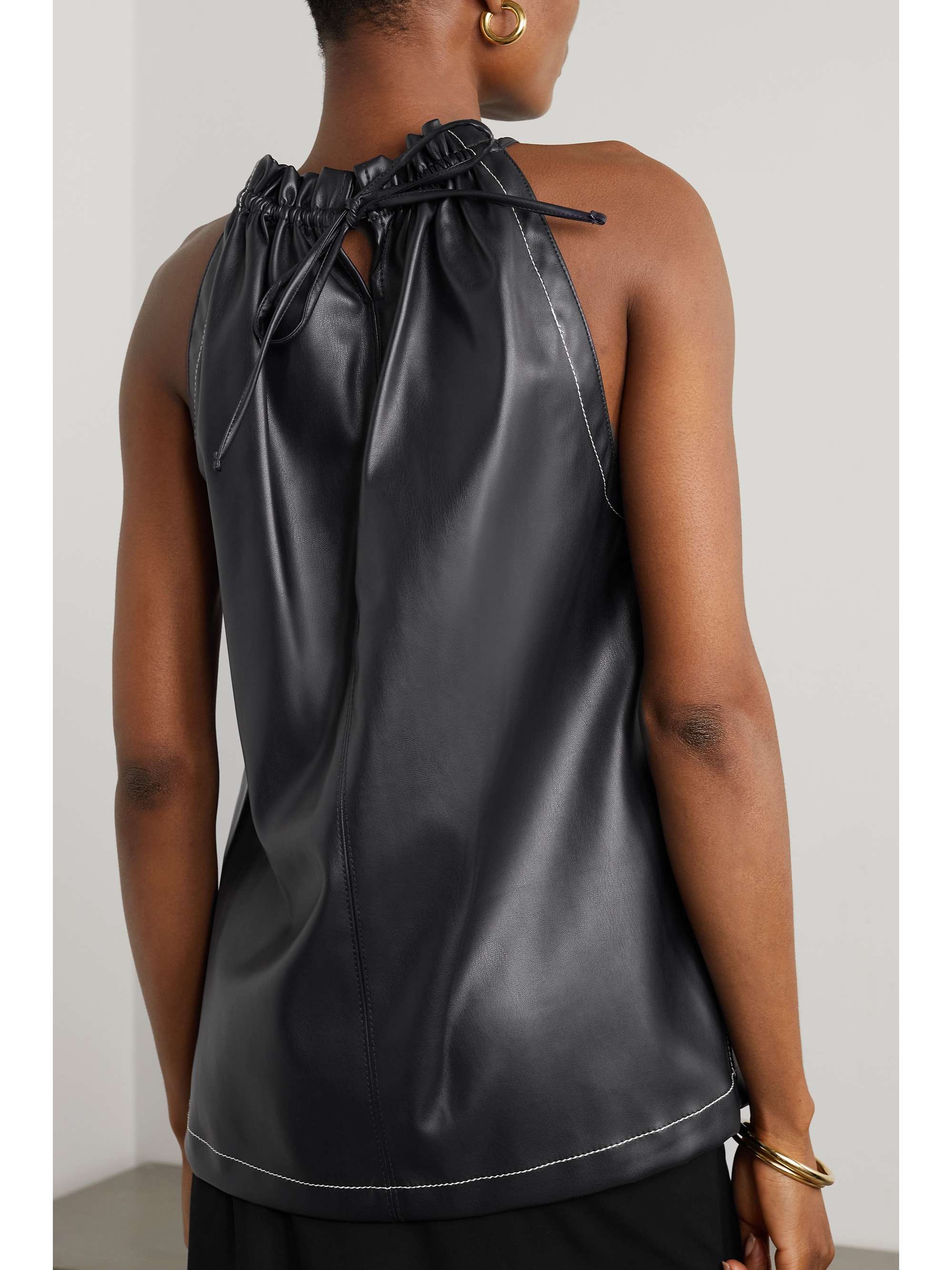 3.1 PHILLIP LIM Gathered faux leather halterneck top