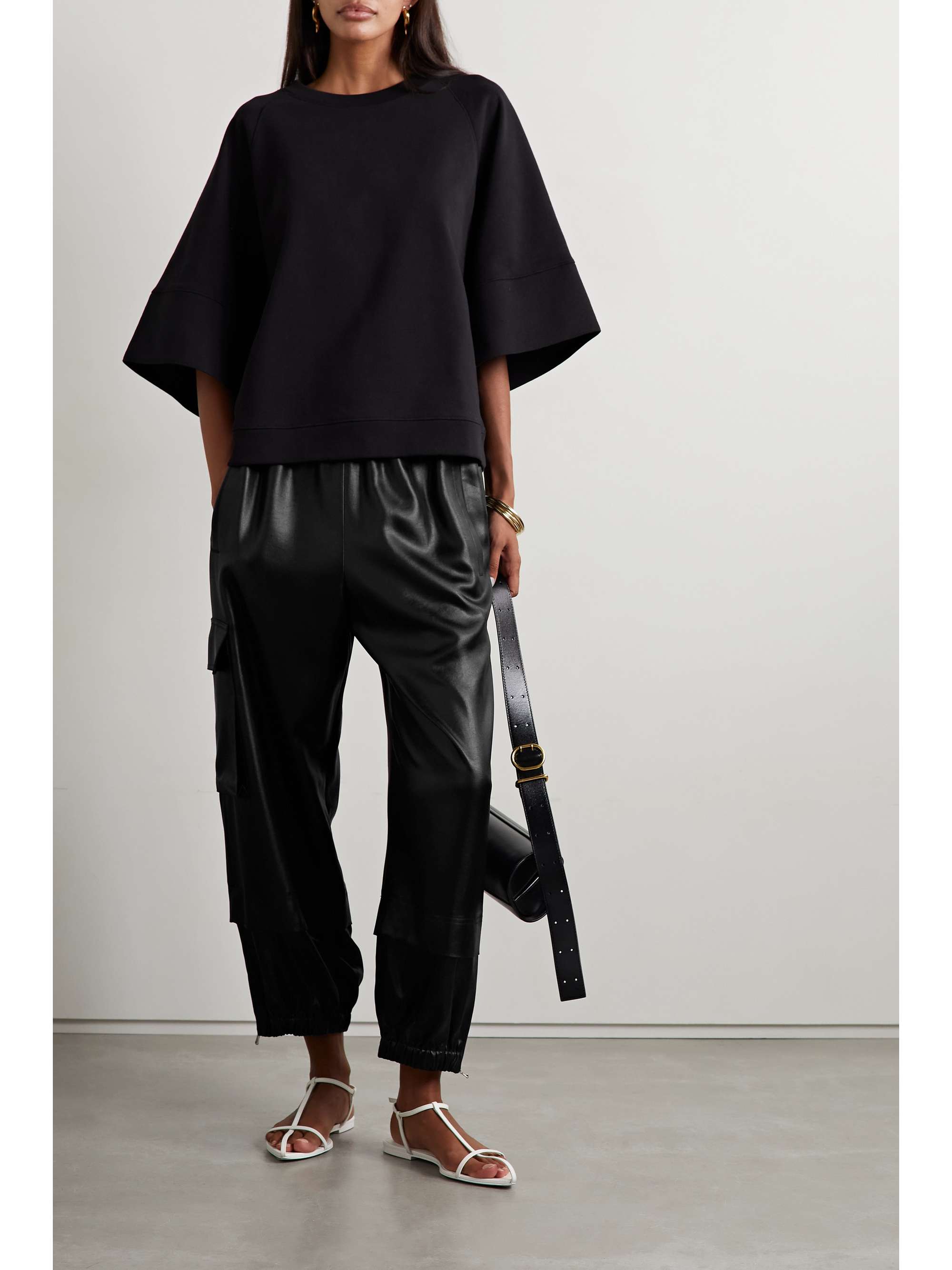 Celia satin tapered track pants | TIBI 