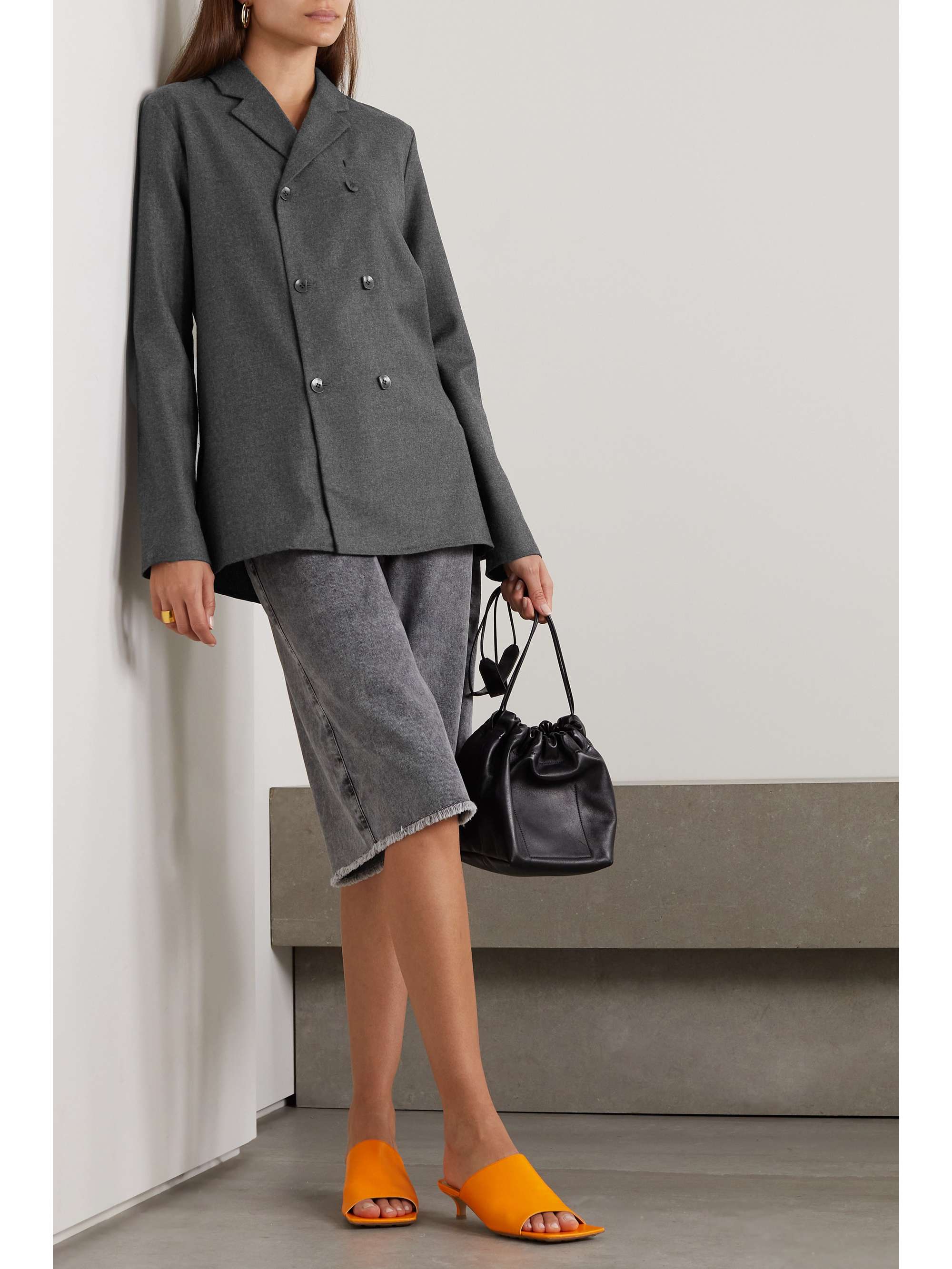 TIBI Double-breasted wool-flannel blazer