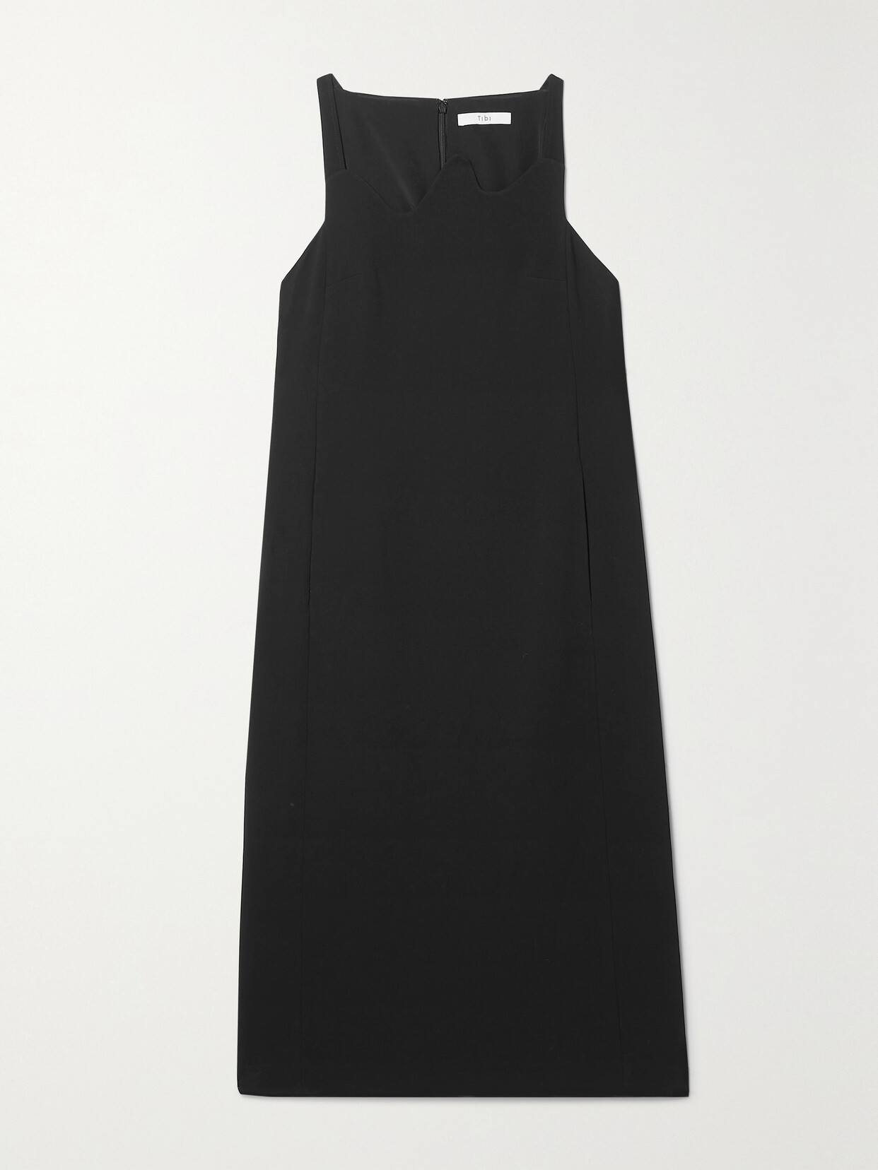 Tibi Crepe Midi Dress In Black