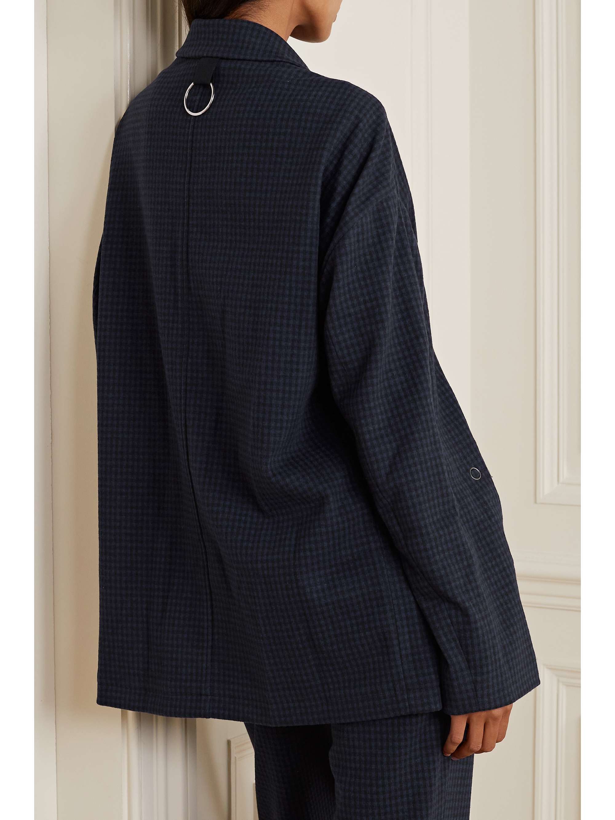 TIBI Liam oversized double-breasted checked knitted blazer