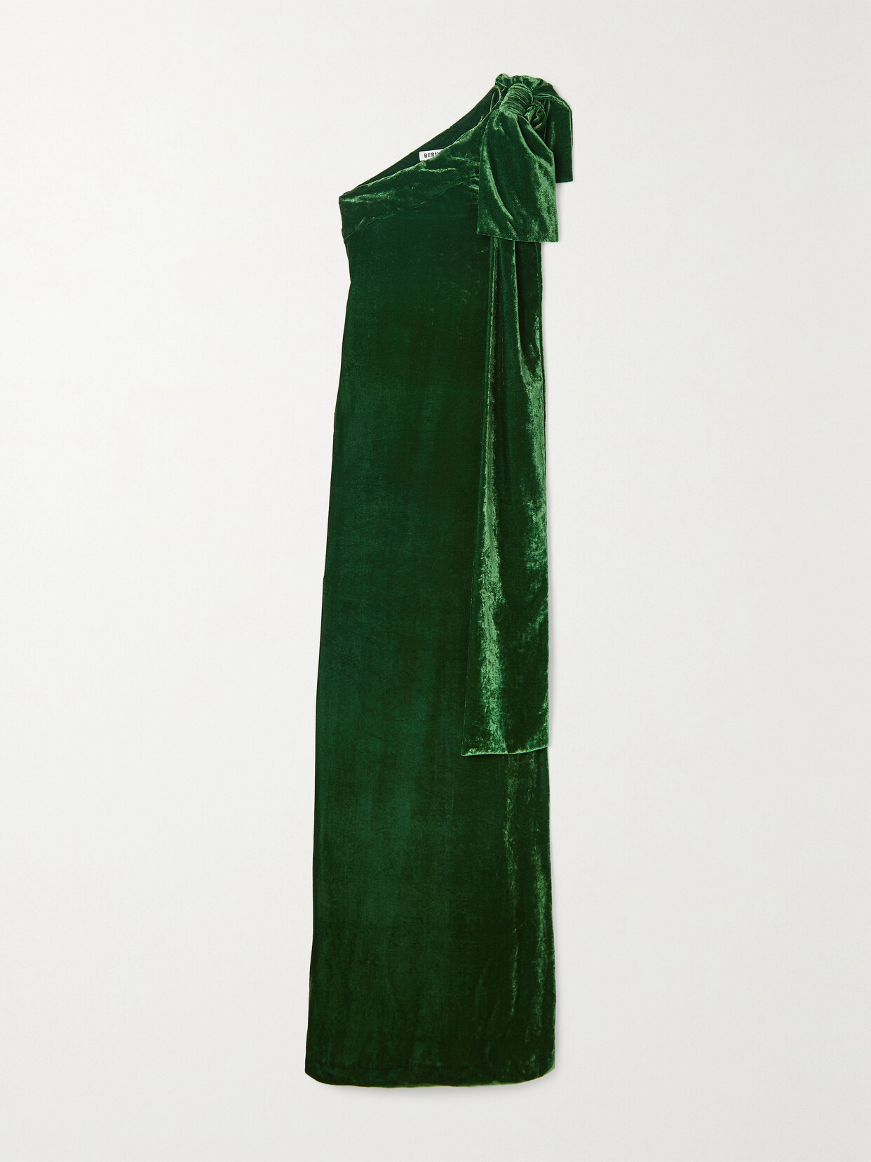 BERNADETTE DANIELLE BOW-DETAILED ONE-SHOULDER VELVET GOWN