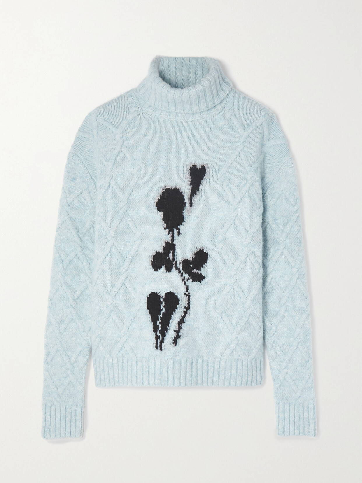 BERNADETTE Olympia Intarsia Cable-knit Turtleneck Sweater
