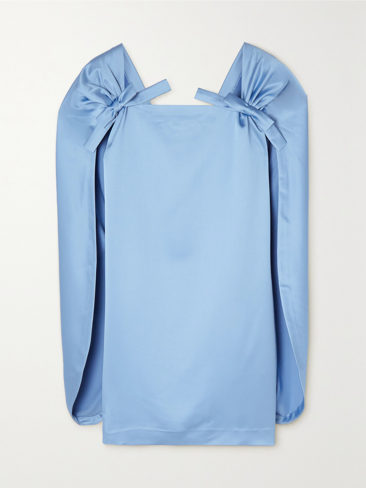 BERNADETTE - August Bow-detailed Satin Mini Dress - Light blue 22 Awaiting product image