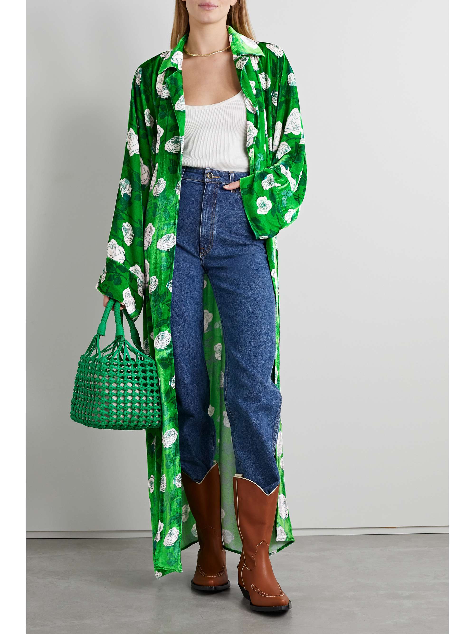 BERNADETTE Gisou floralprint velvet gown NETAPORTER