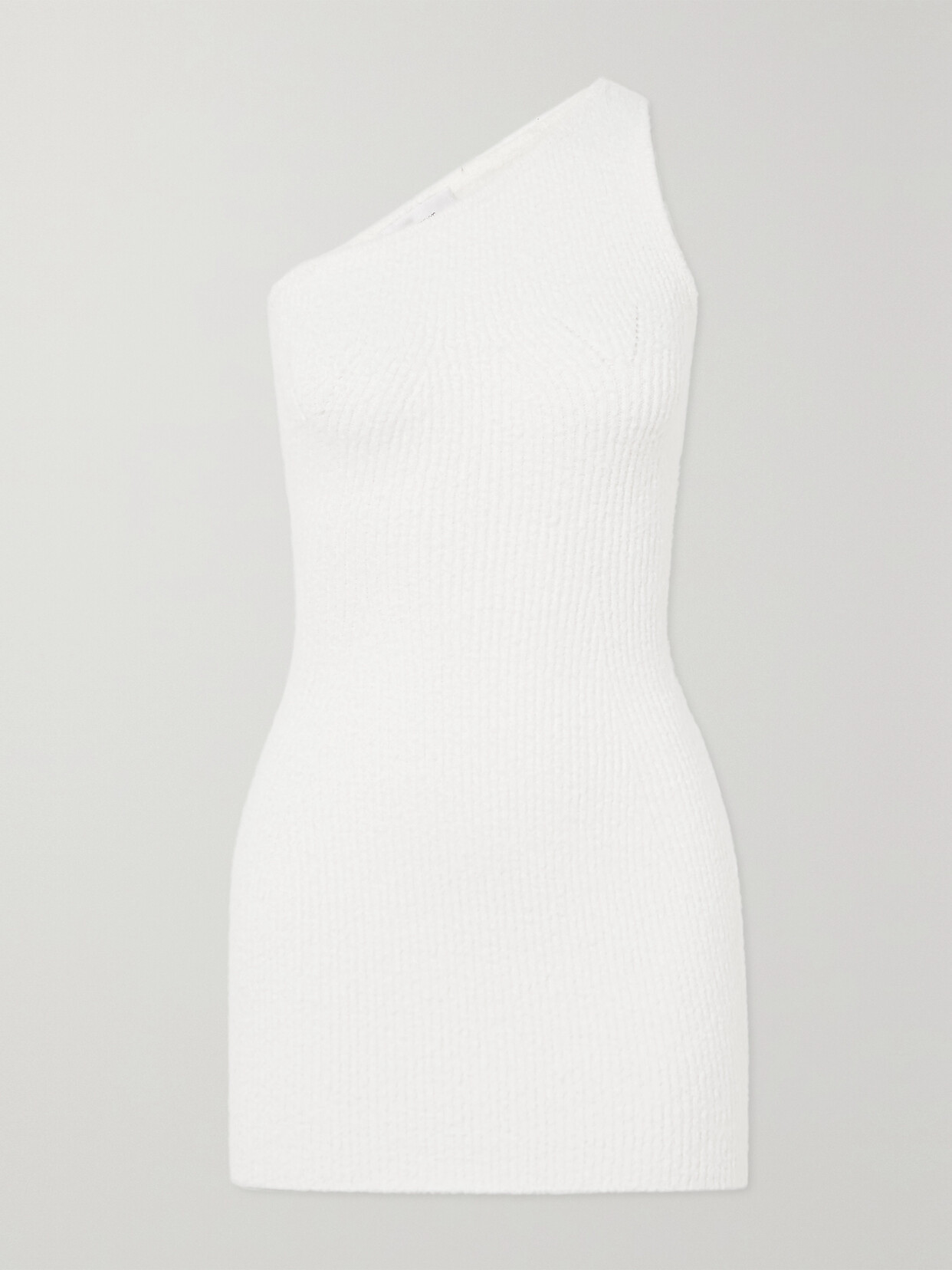 WARDROBE.NYC + HAILEY BIEBER ONE-SHOULDER RIBBED COTTON-BLEND MINI DRESS