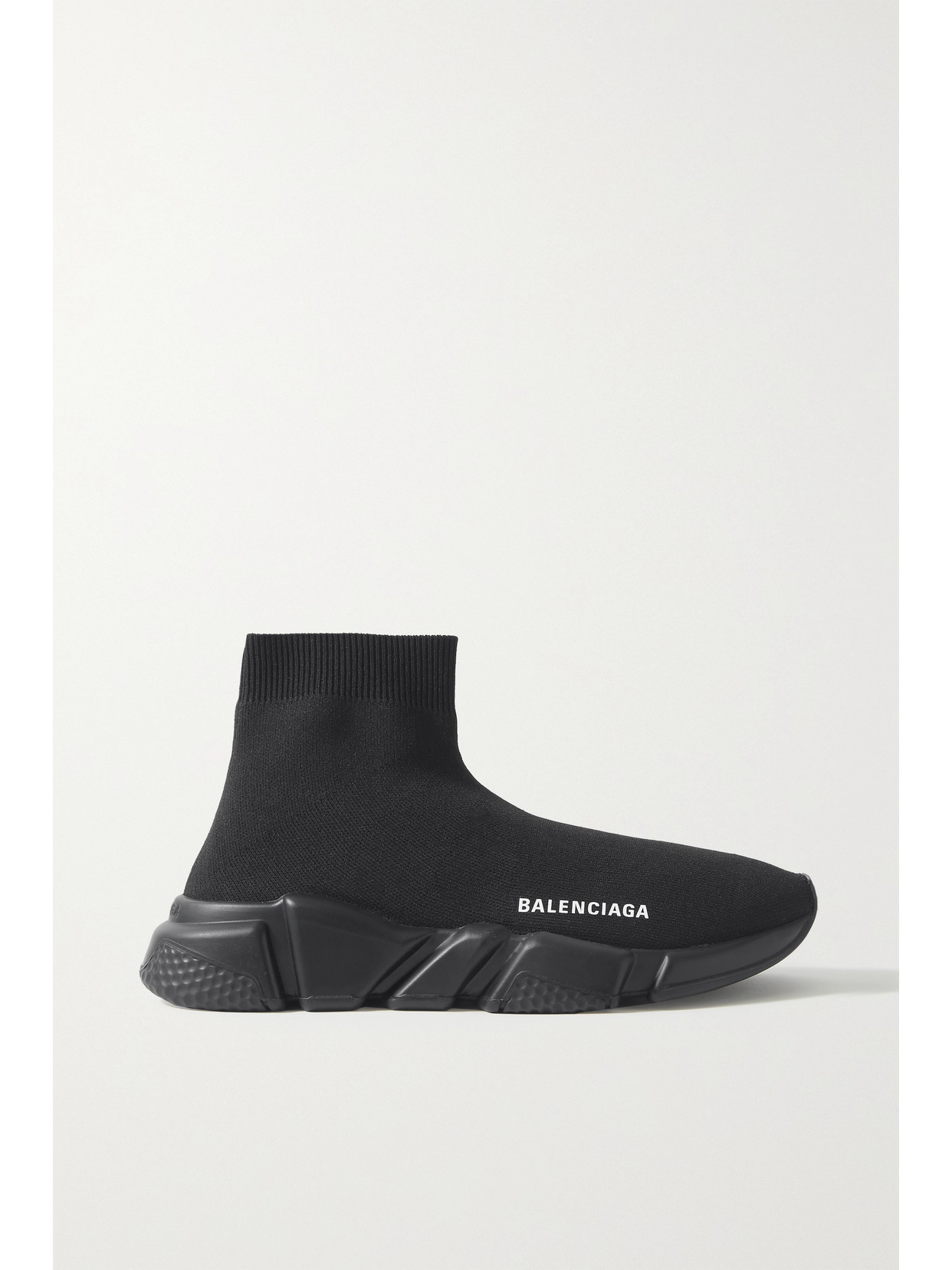 Balenciaga Speed Lt Logo-print Stretch-knit High-top Sneakers - Black