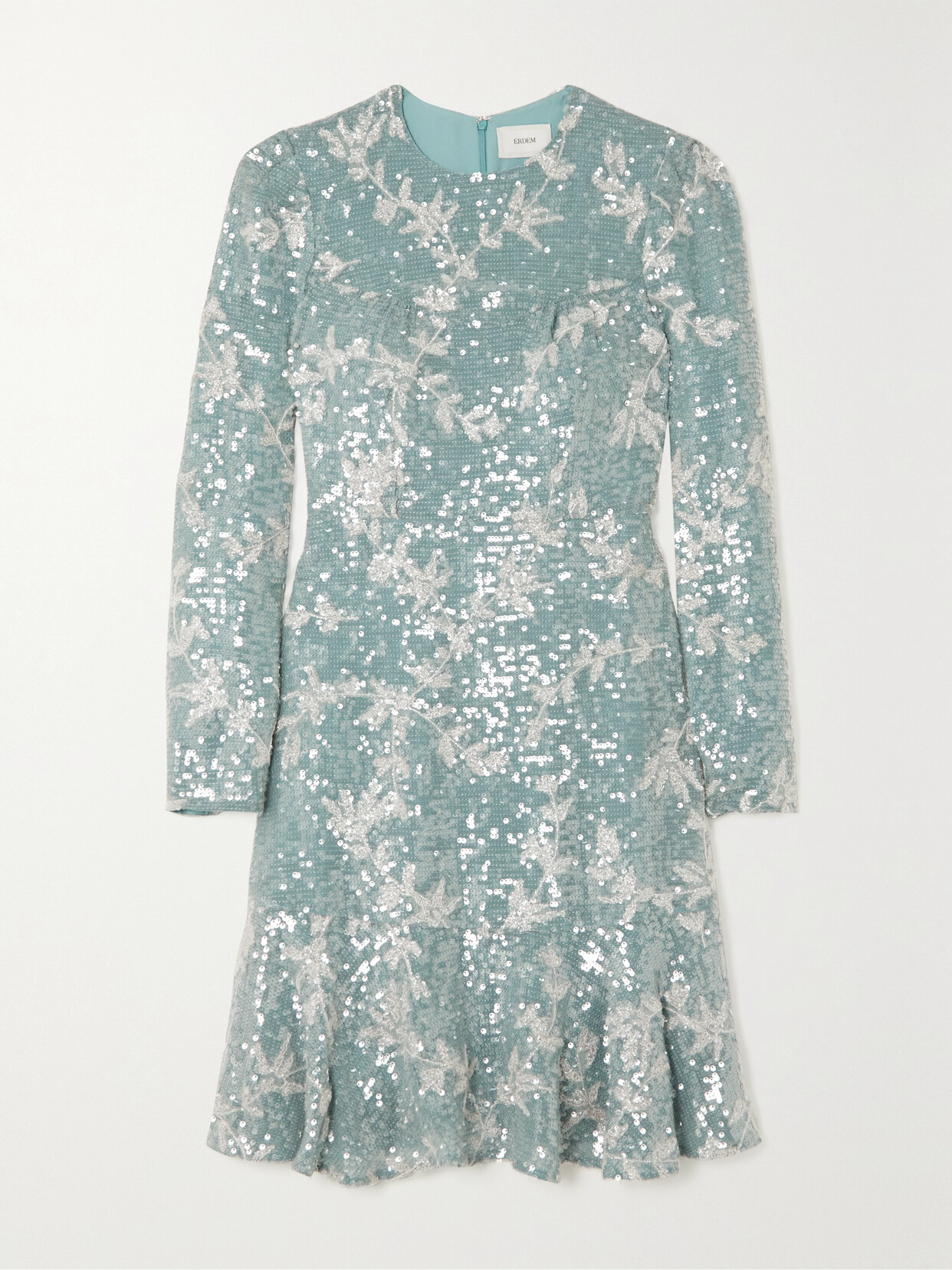 Erdem - Bette Sequined Embroidered Crepe Mini Dress - Blue