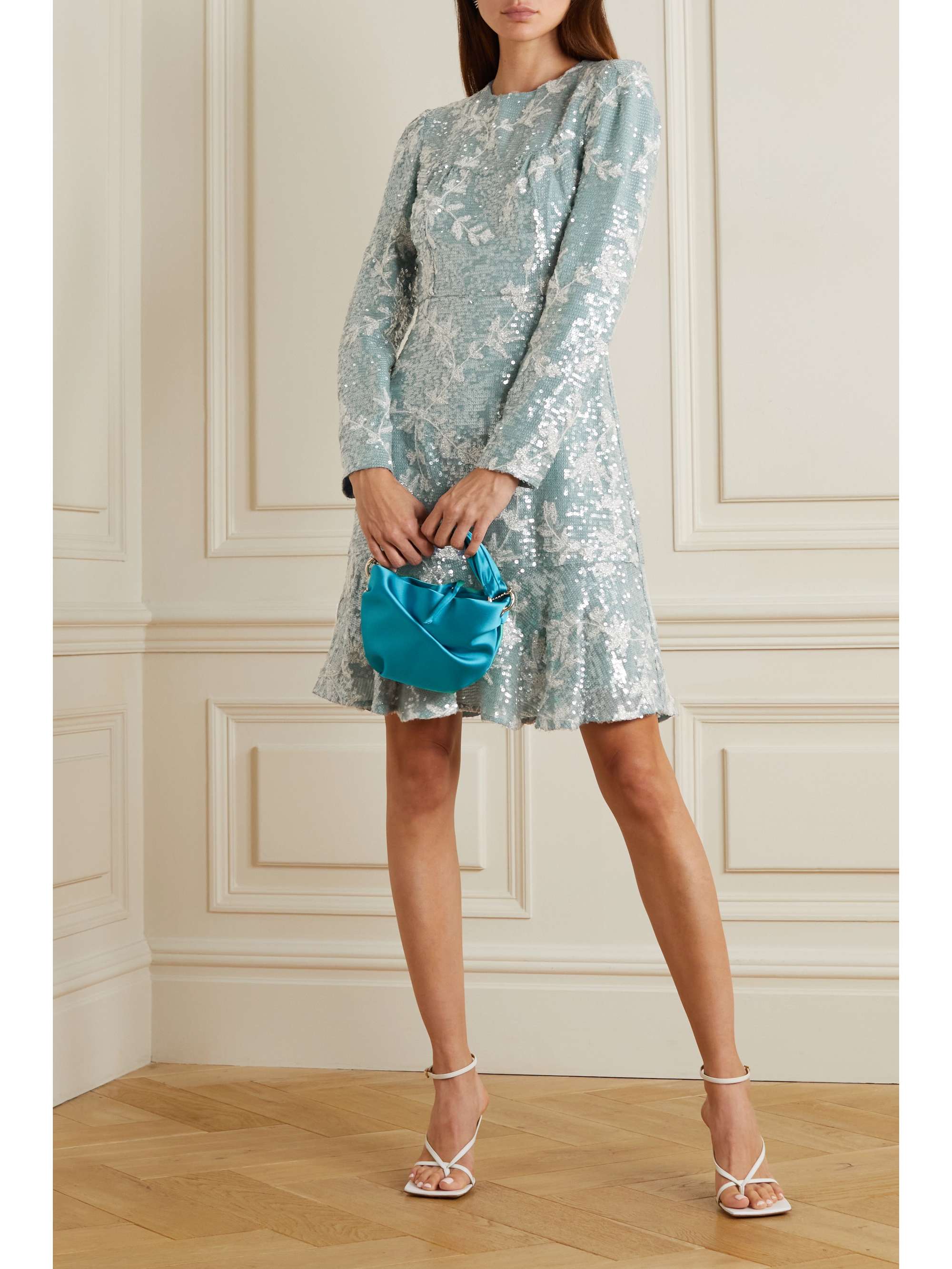 ERDEM Bette sequined embroidered crepe mini dress
