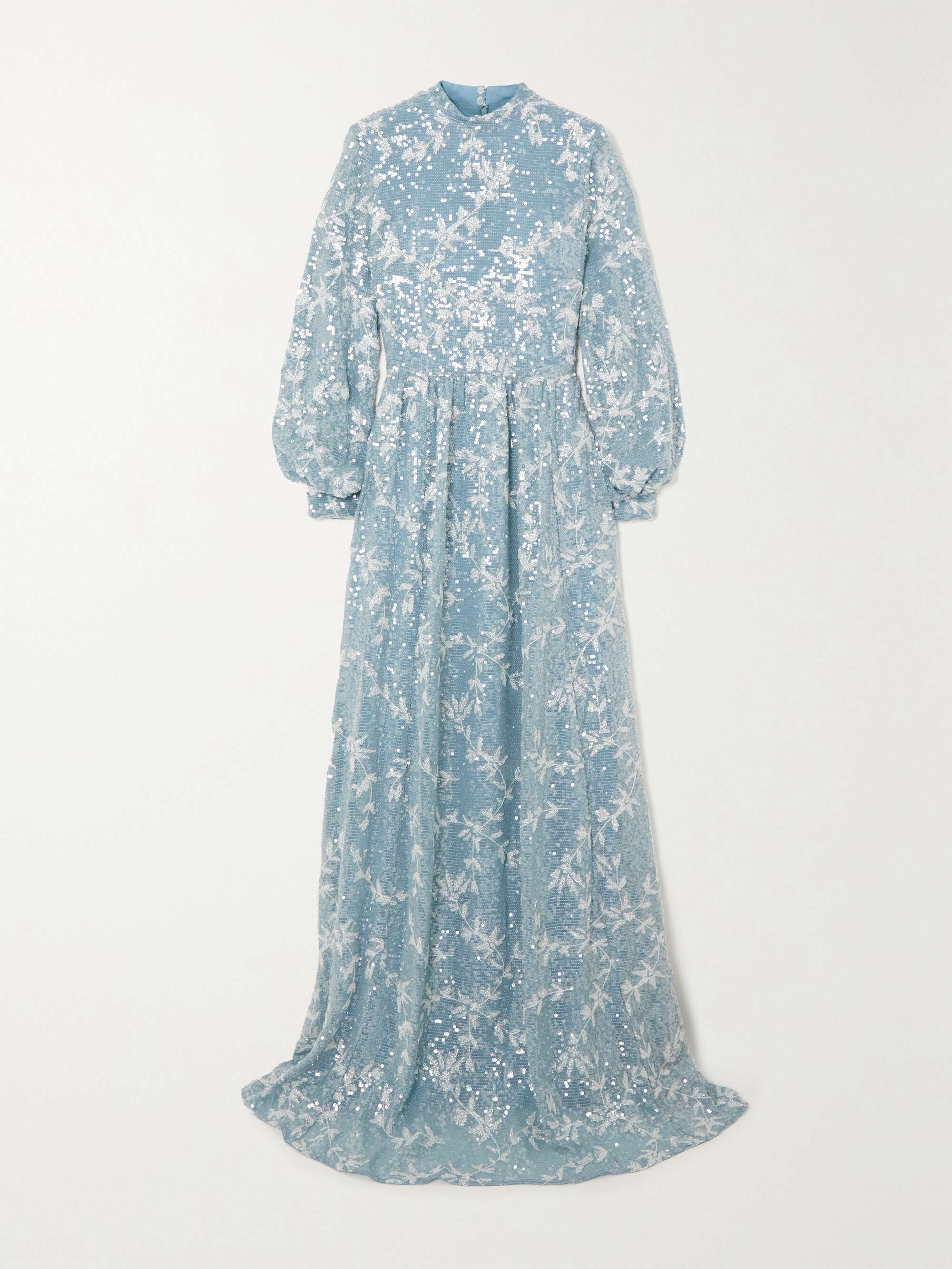 Embroidered chiffon gown hotsell