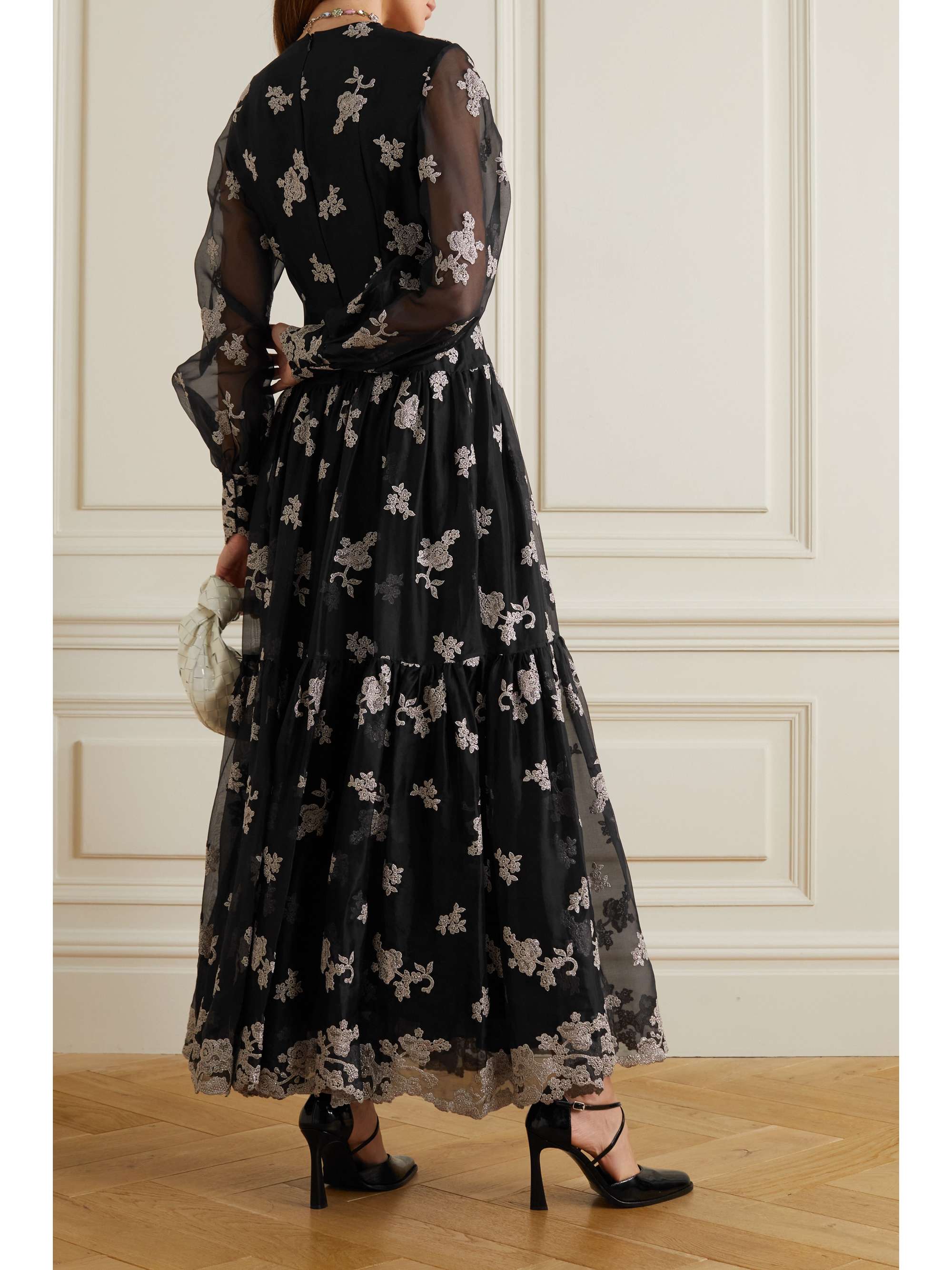 ERDEM Tabetha tiered embroidered silk-organza maxi dress