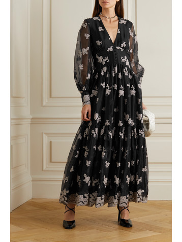 Erdem Tabetha tiered embroidered silk-organza maxi dress