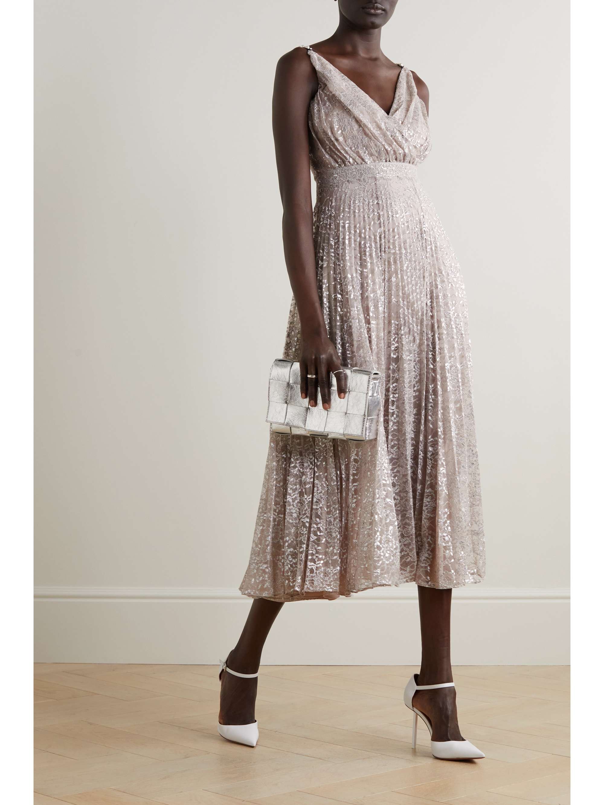 ERDEM Dorinda embellished metallic Chantilly lace midi dress