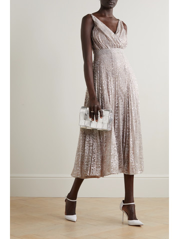 Erdem Dorinda embellished metallic Chantilly lace midi dress