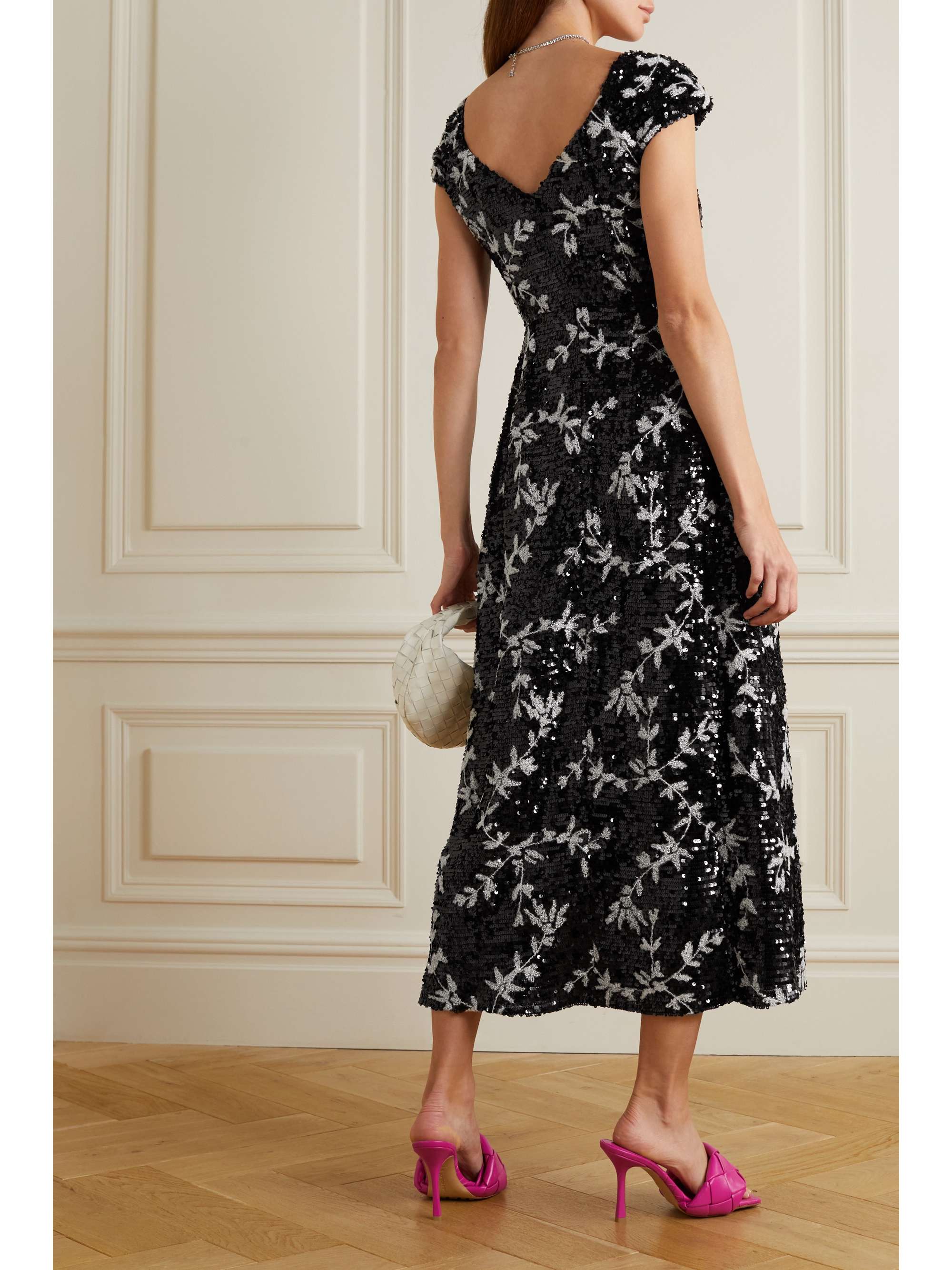 ERDEM Garnet sequined embroidered organza midi dress
