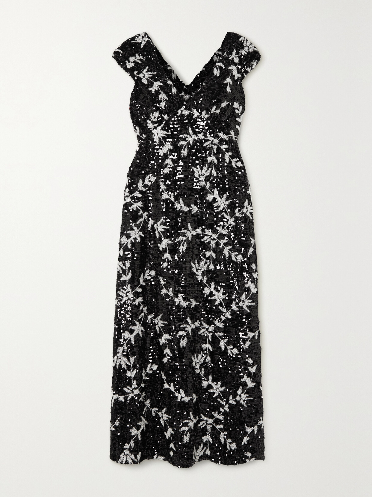 Shop Erdem Garnet Sequined Embroidered Organza Midi Dress In Black