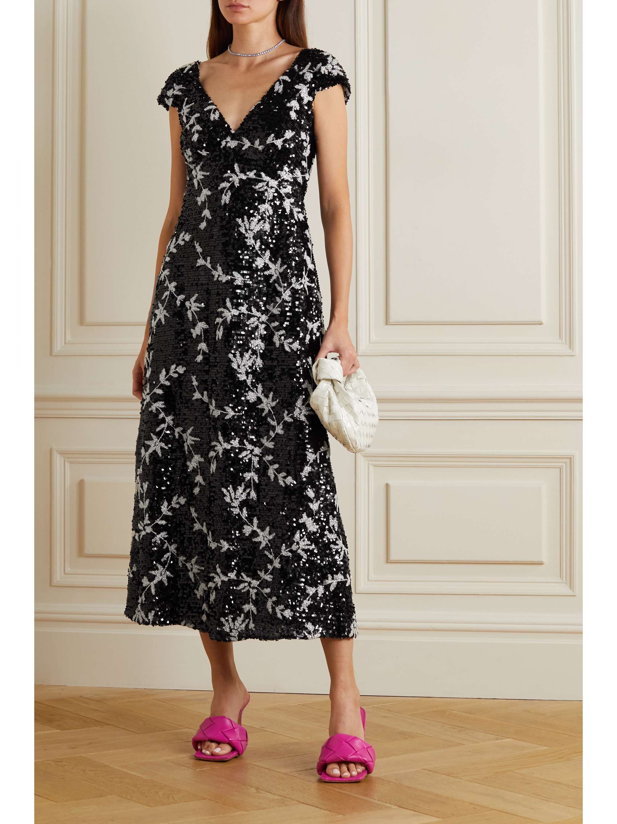 ERDEM Garnet sequined embroidered organza midi dress