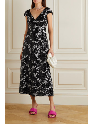 Erdem Garnet sequined embroidered organza midi dress