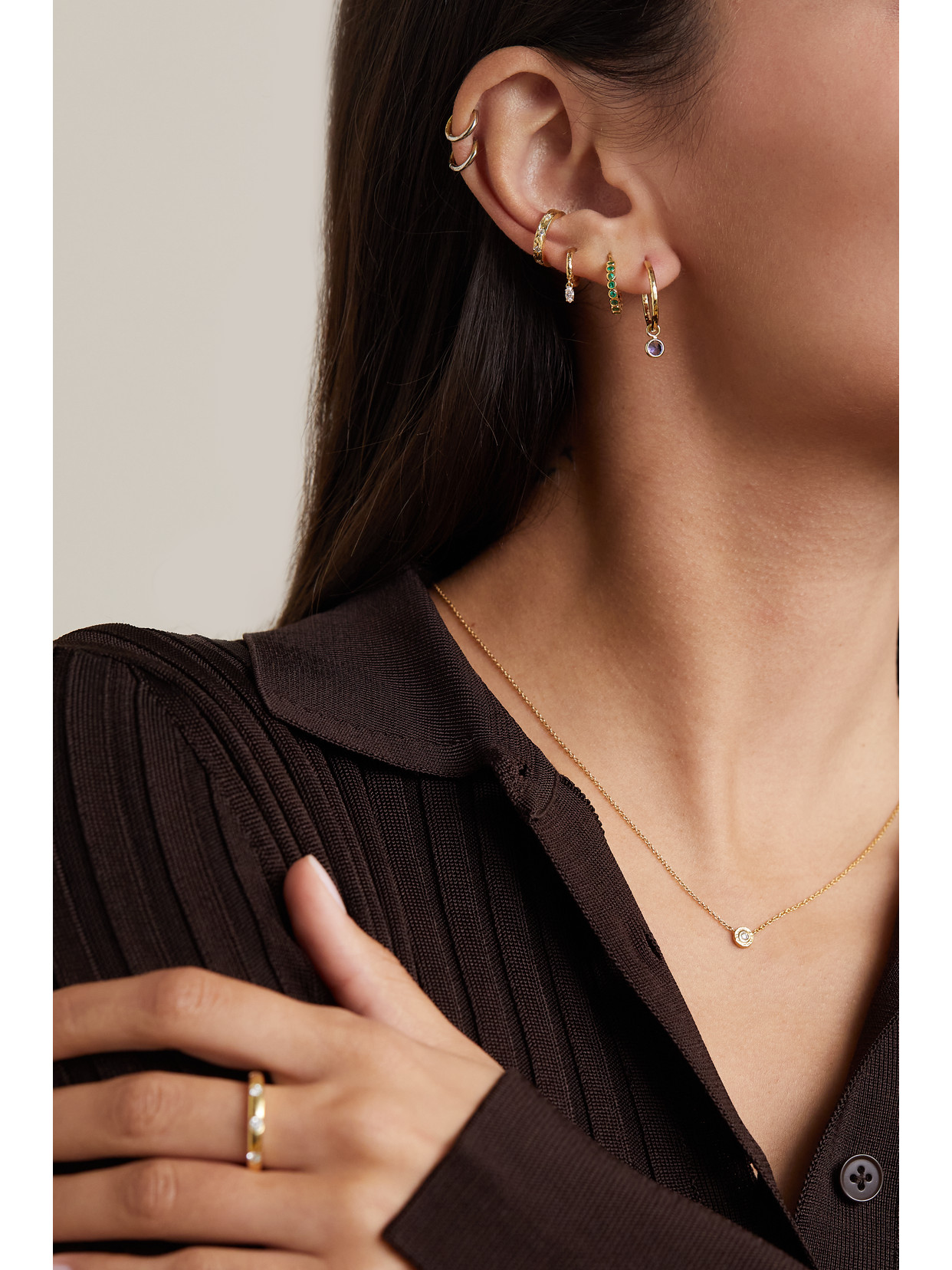 Octavia Elizabeth + Net Sustain Nesting Gem Gabby 18-karat Recycled Gold Tanzanite Hoop Earrings In Gold