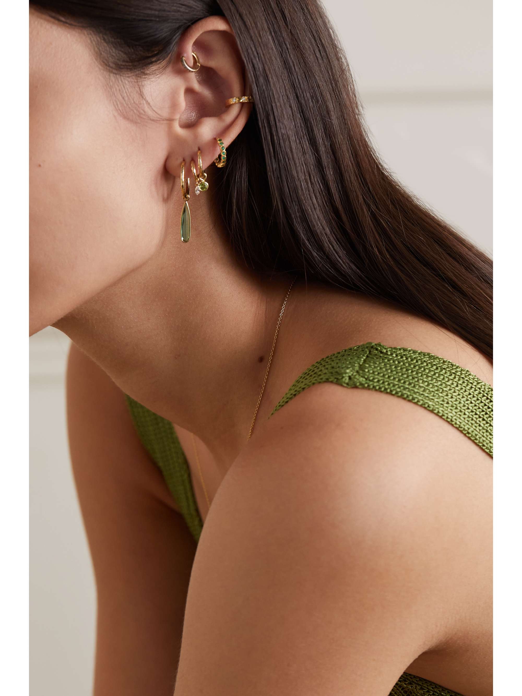 OCTAVIA ELIZABETH + NET SUSTAIN Nesting Gem Gabby 18-karat recycled gold tourmaline hoop earrings