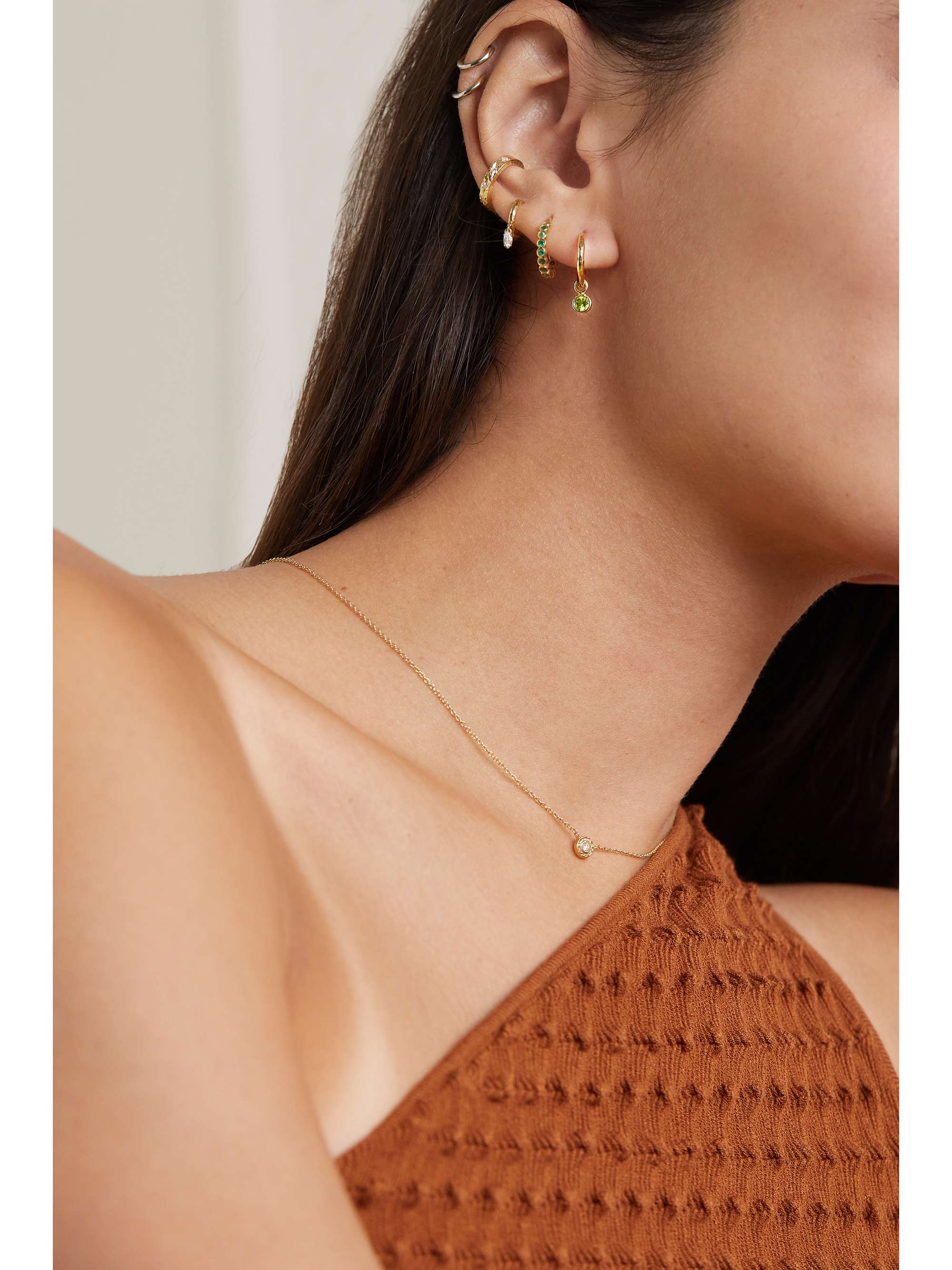 OCTAVIA ELIZABETH + NET SUSTAIN Nesting Gem Petite Gabby 18-karat recycled gold peridot hoop earrings