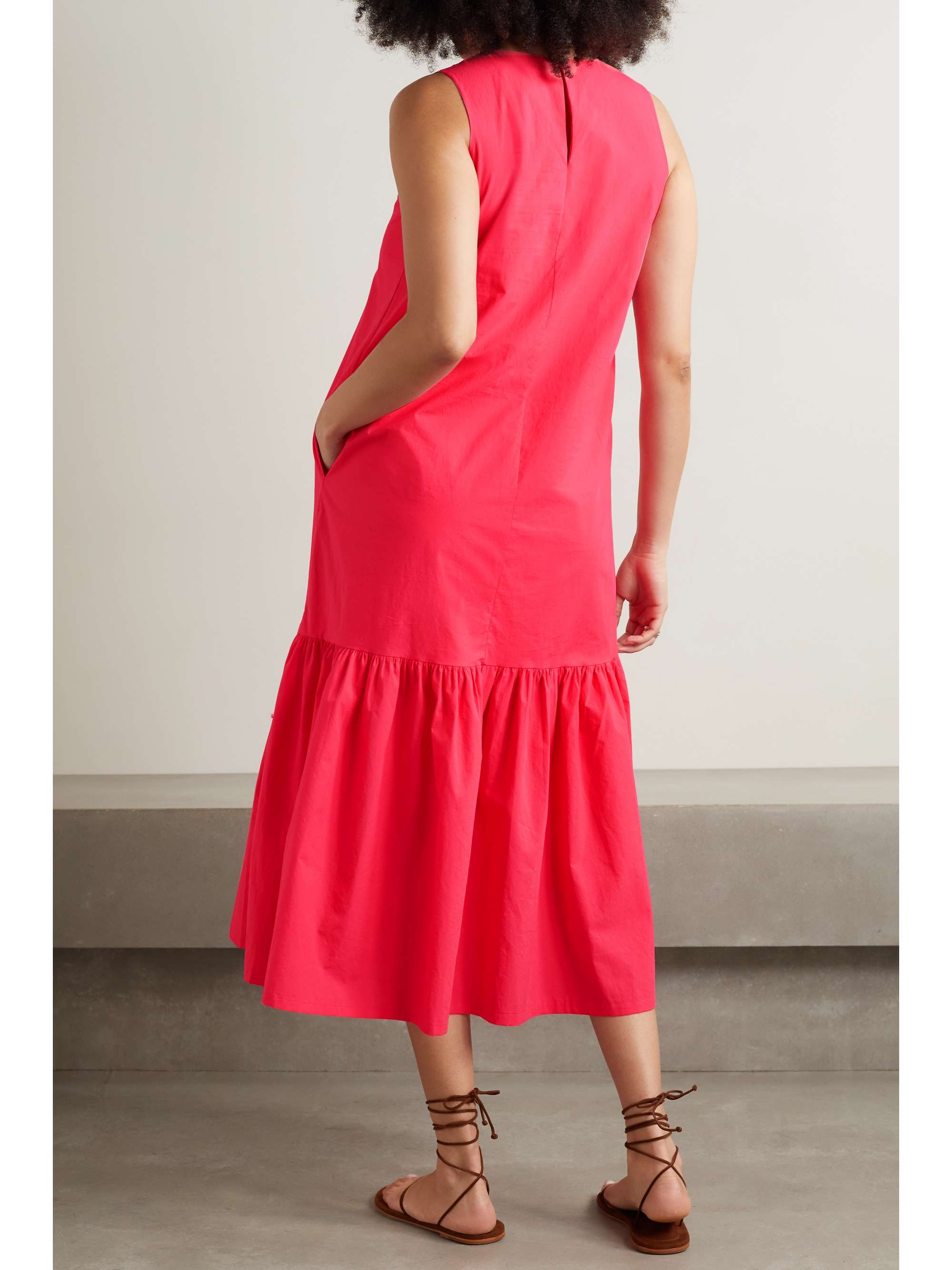 THE FRANKIE SHOP Gathered tiered cottonpoplin midi dress NETAPORTER