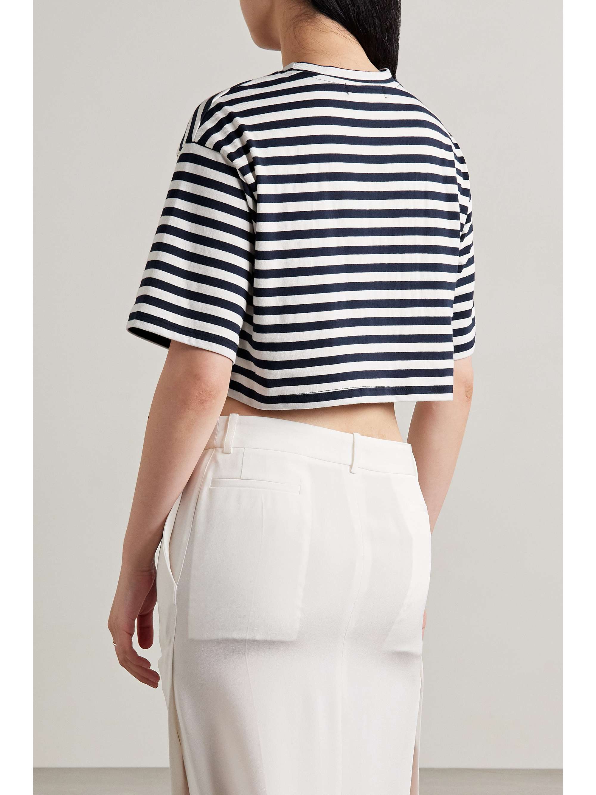 THE FRANKIE SHOP Karina cropped striped cottonjersey Tshirt NETA