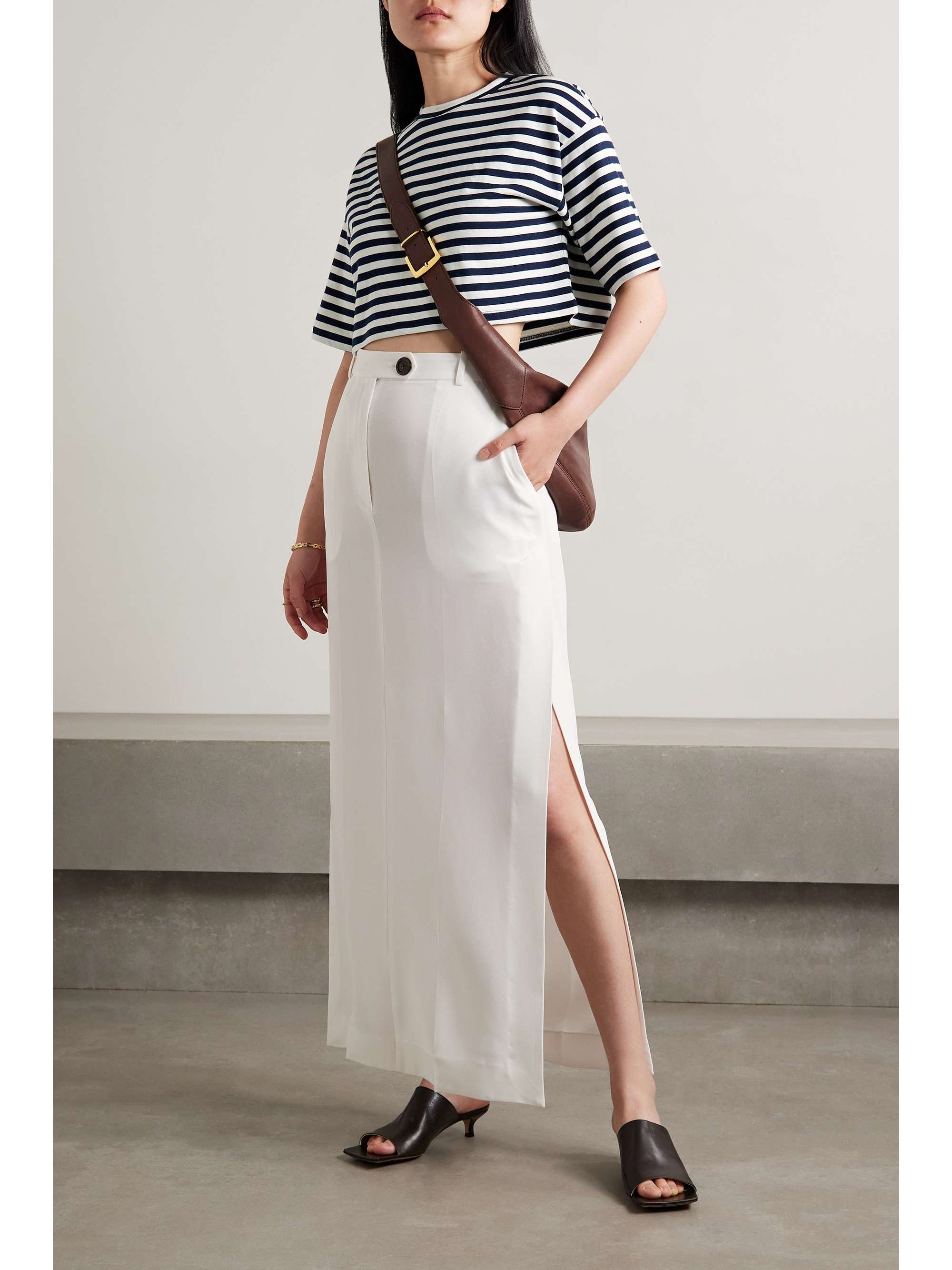 FRANKIE SHOP Karina cropped striped cottonjersey Tshirt NETAPORTER