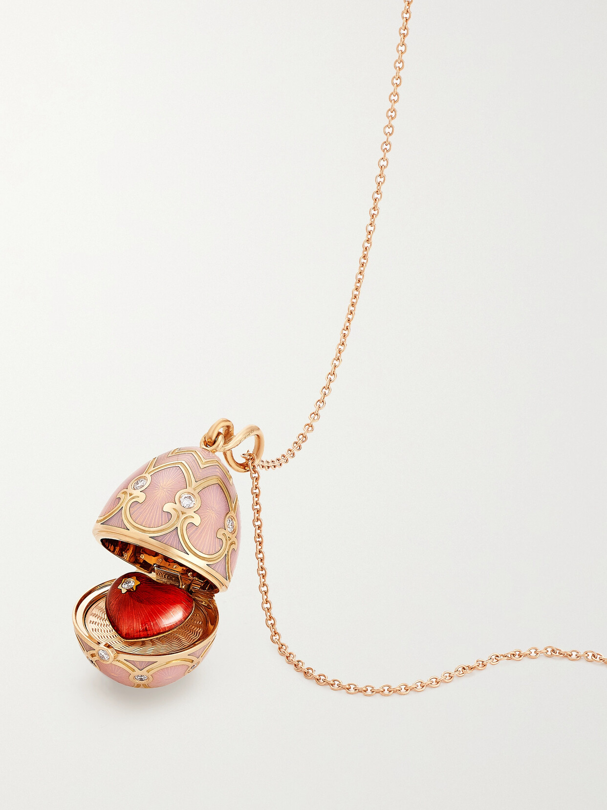 Fabergé Heritage 18-karat Rose Gold, Enamel And Diamond Necklace
