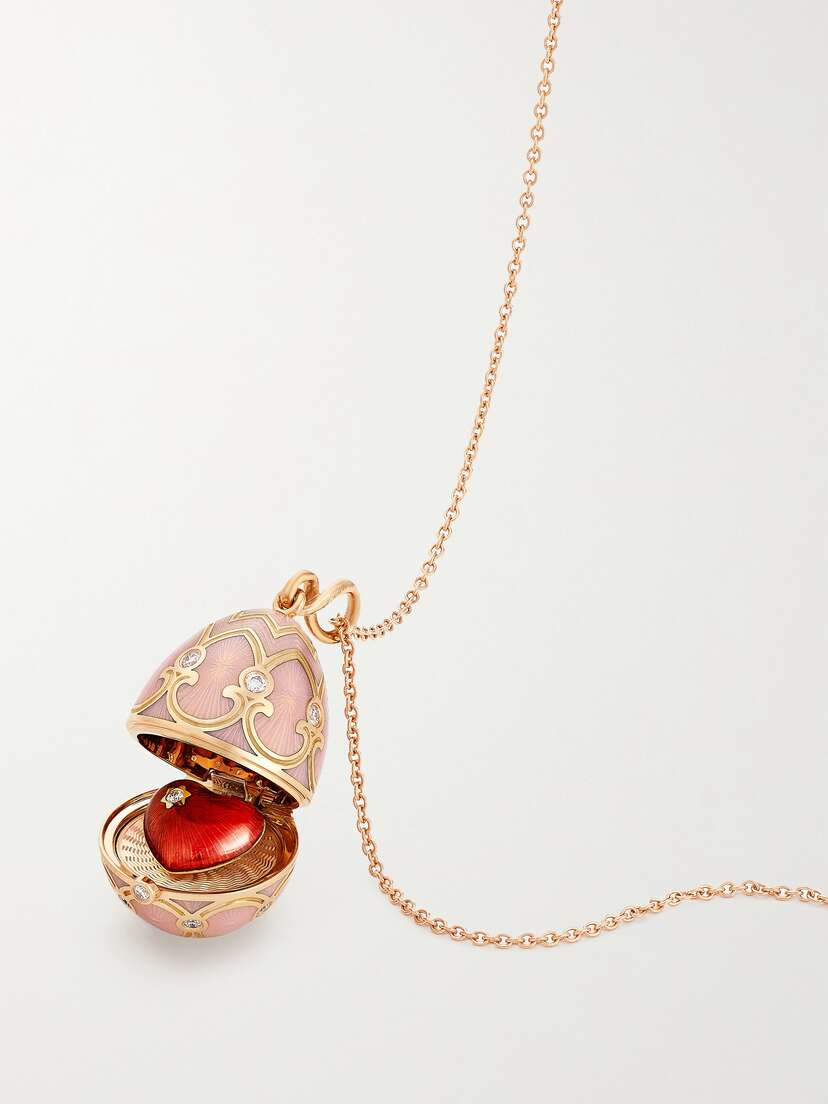 Fabergé Heritage 18-karat Rose Gold, Enamel And Diamond Necklace
