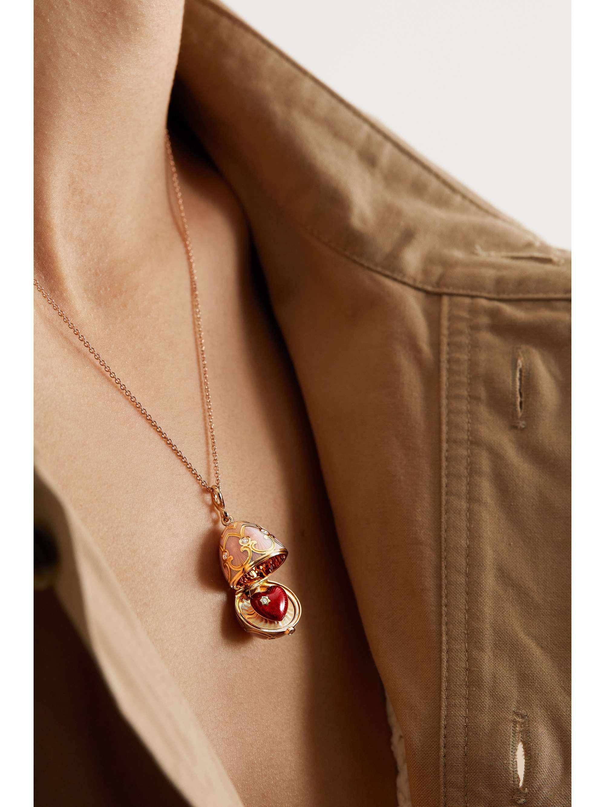 FABERGÉ Heritage 18-karat gold, enamel and diamond necklace