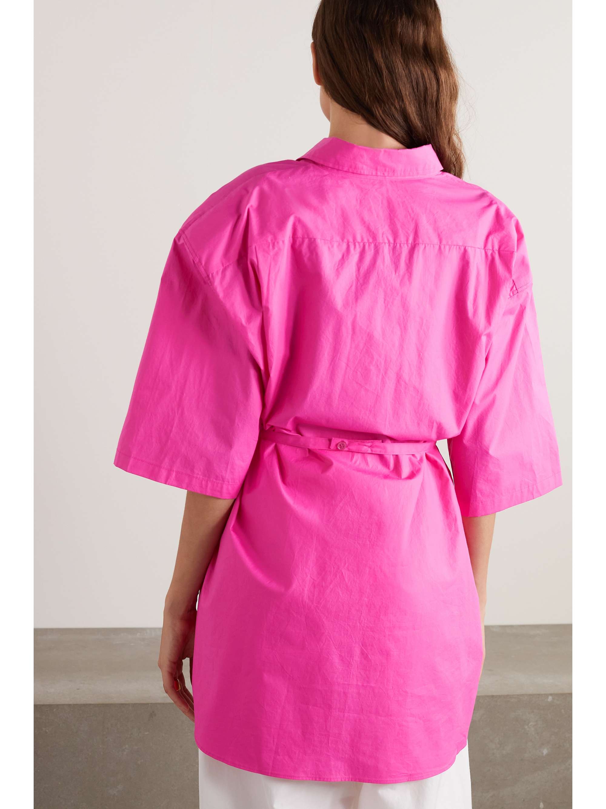 THE FRANKIE SHOP Udine oversized belted cotton-poplin shirt