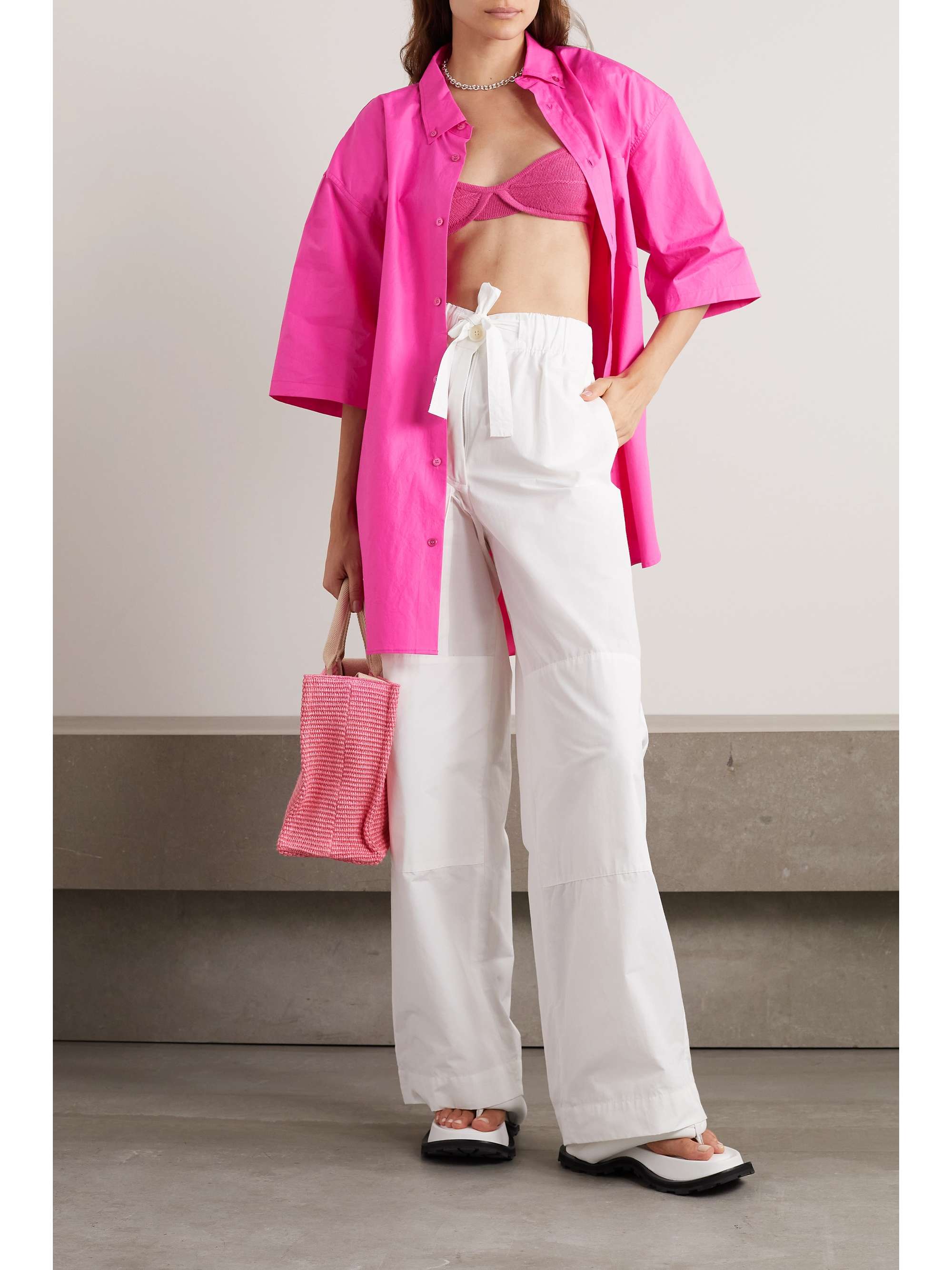 THE FRANKIE SHOP Udine oversized belted cotton-poplin shirt