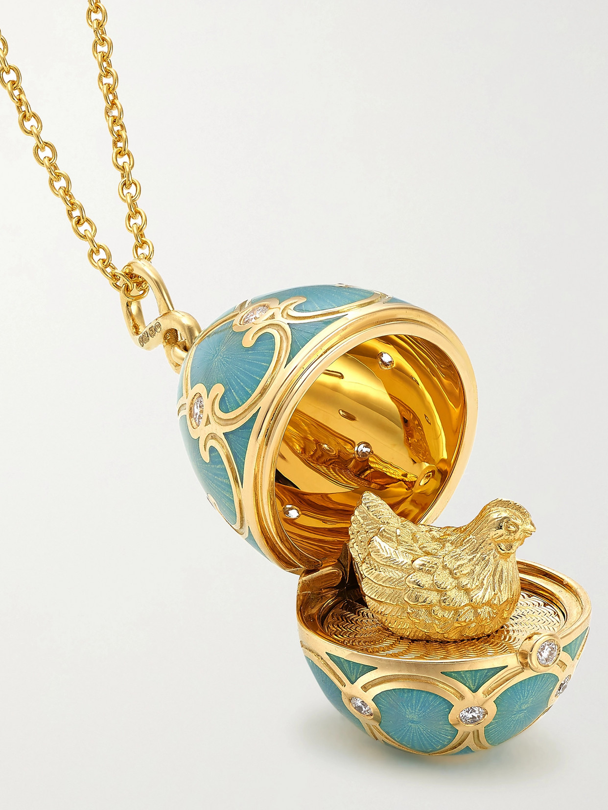 Shop Fabergé Heritage 18-karat Gold, Enamel And Diamond Necklace