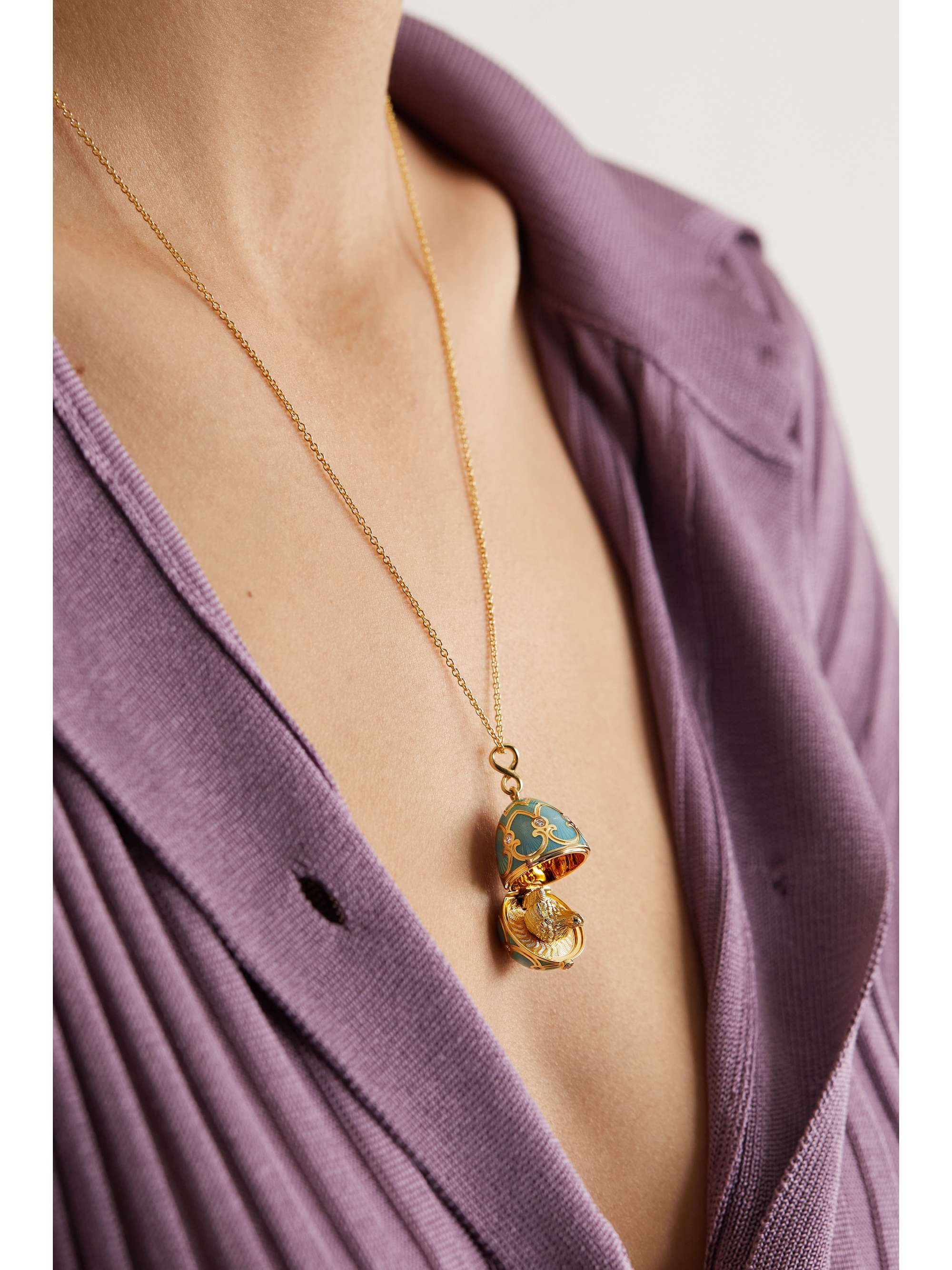 FABERGÉ Heritage 18-karat gold, enamel and diamond necklace