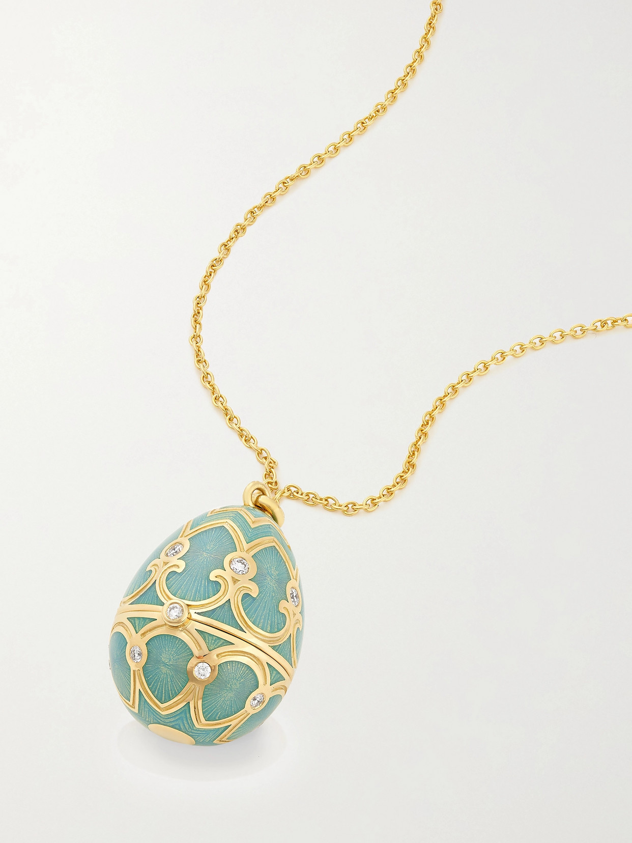 Shop Fabergé Heritage 18-karat Gold, Enamel And Diamond Necklace