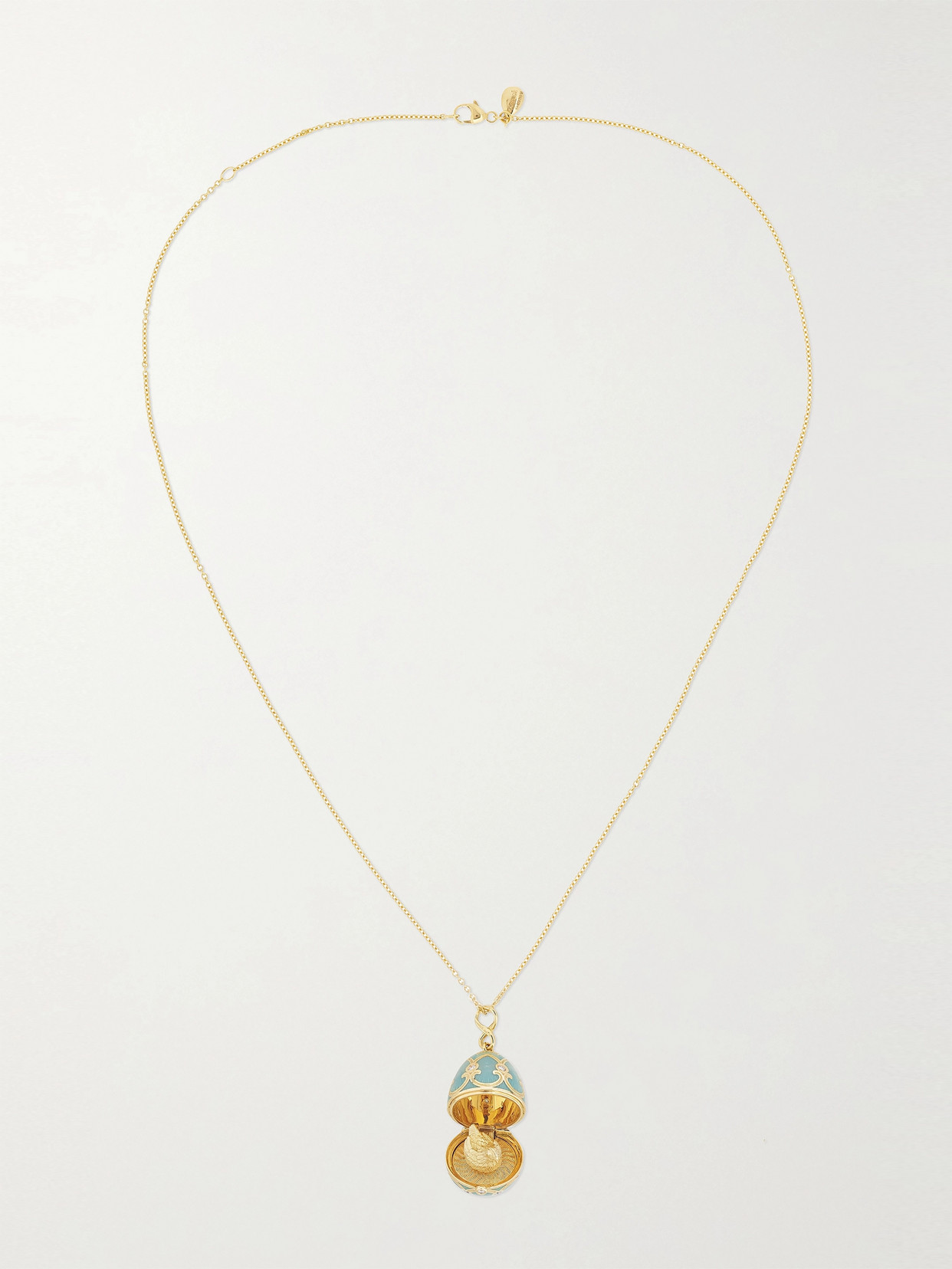 Shop Fabergé Heritage 18-karat Gold, Enamel And Diamond Necklace