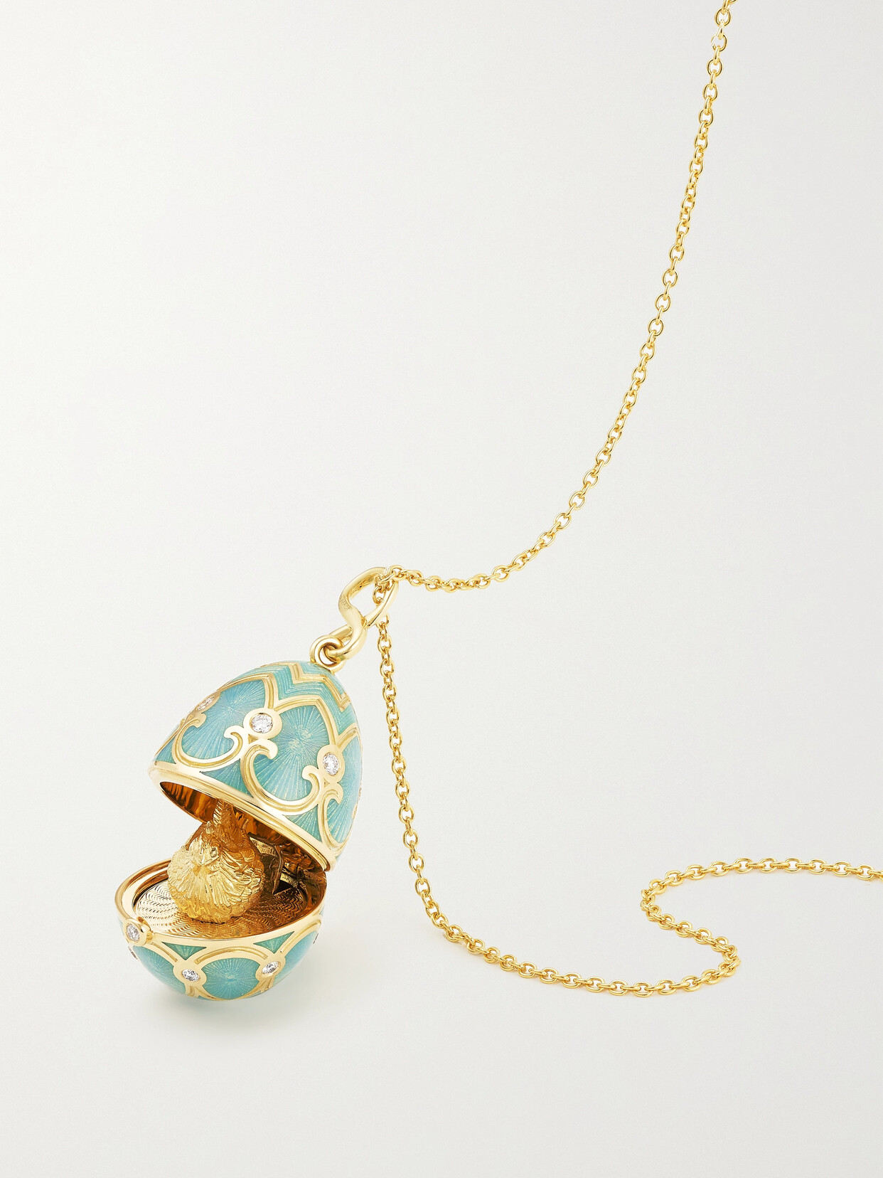 Fabergé - Heritage 18-karat Gold, Enamel And Diamond Necklace - Blue